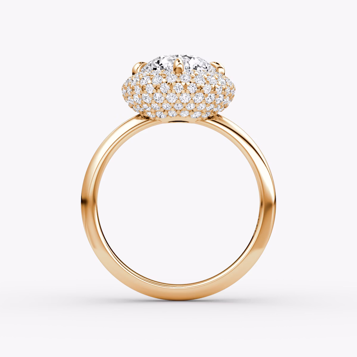 Anillo de compromiso Pavé Bombée | Brillante | 14k | Oro rosa | bandAccent: Simple | caratWeight: other | diamondOrientation: vertical