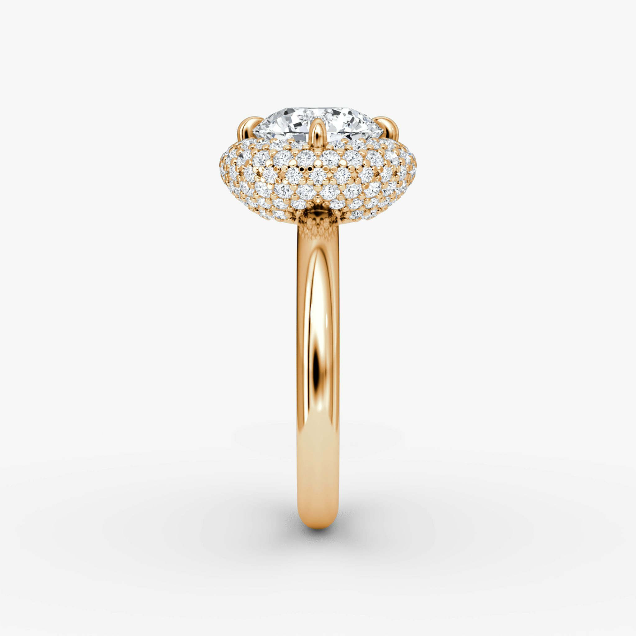 The Pavé Bombée | Round Brilliant | 14k | Rose Gold | bandAccent: Plain | caratWeight: other | diamondOrientation: vertical