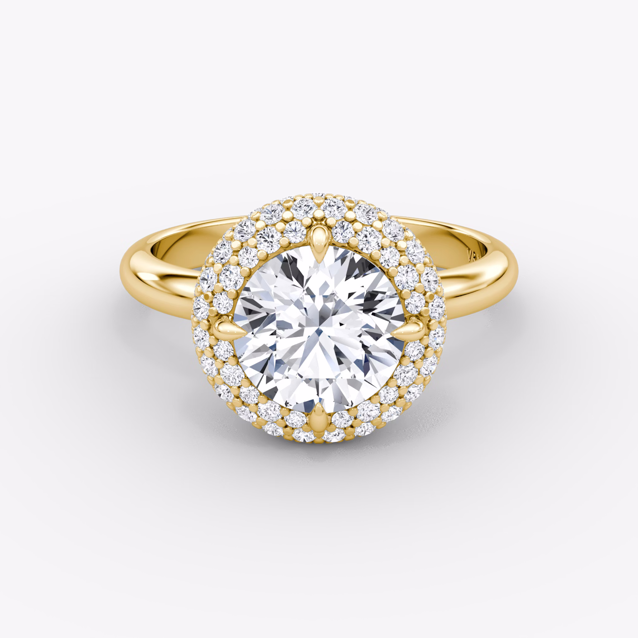 The Pavé Bombée | Round Brilliant | 18k | Yellow Gold | bandAccent: Plain | caratWeight: other | diamondOrientation: vertical