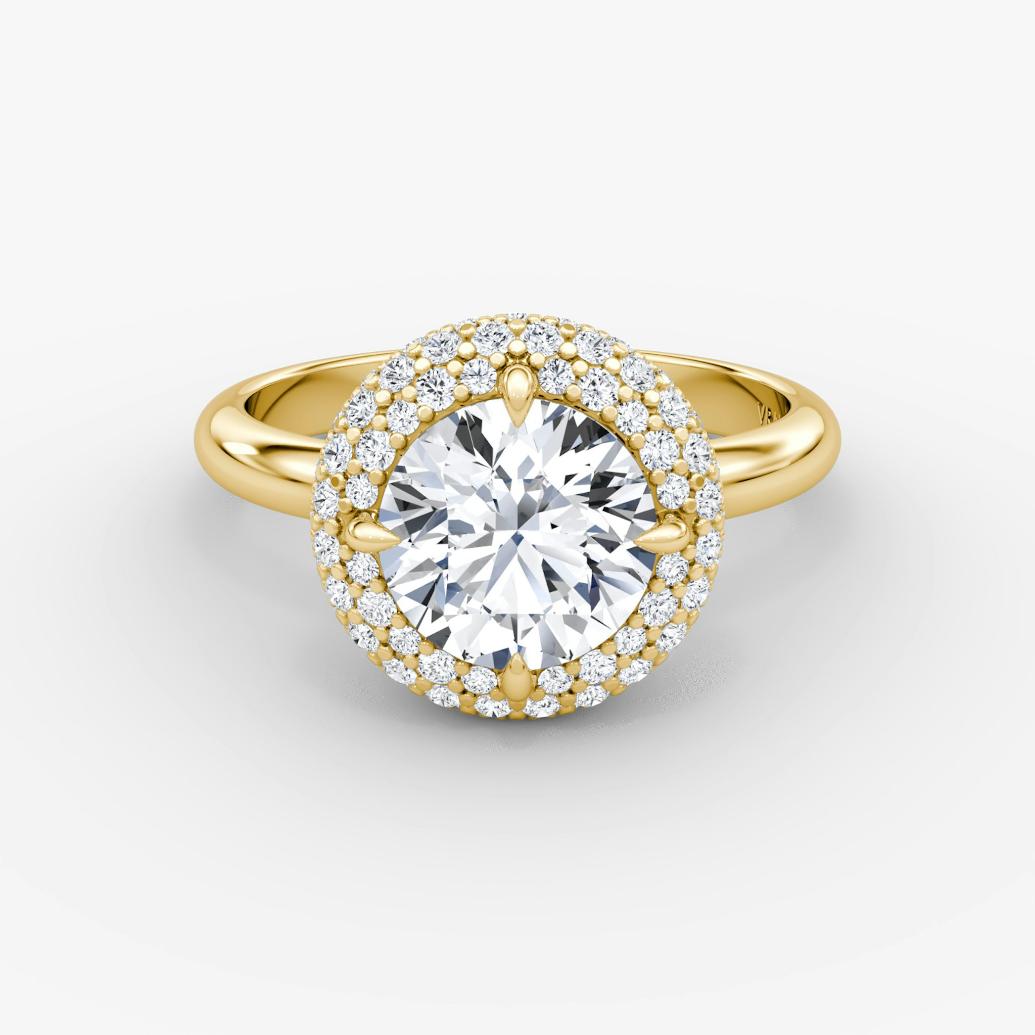 The Pavé Bombée | Round Brilliant | 18k | Yellow Gold | bandAccent: Plain | caratWeight: other | diamondOrientation: vertical