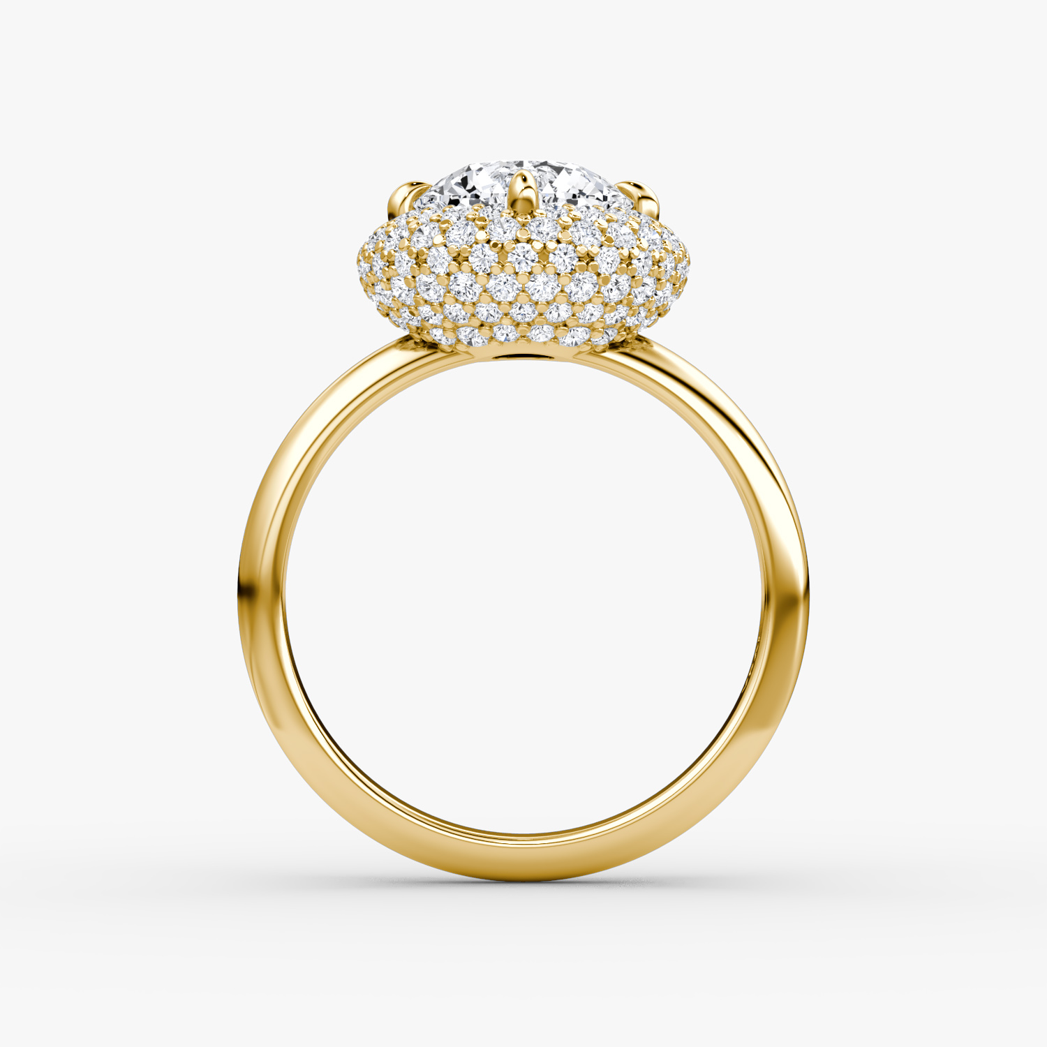 Bague de fiançailles Pavé Bombée | Rond Brillant | 18k | Or jaune | bandAccent: Simple | caratWeight: other | diamondOrientation: vertical