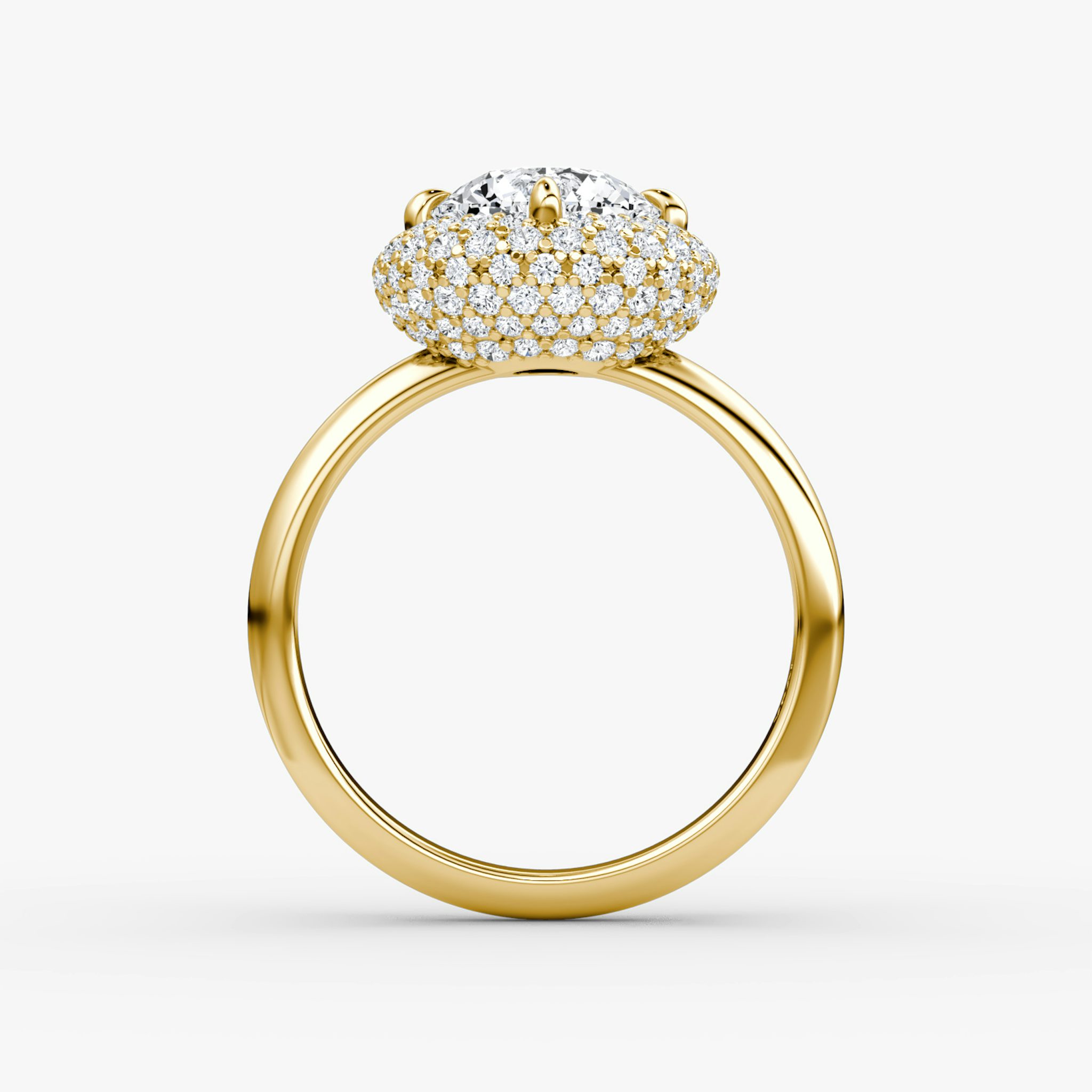The Pavé Bombée | Round Brilliant | 18k | Yellow Gold | bandAccent: Plain | caratWeight: other | diamondOrientation: vertical