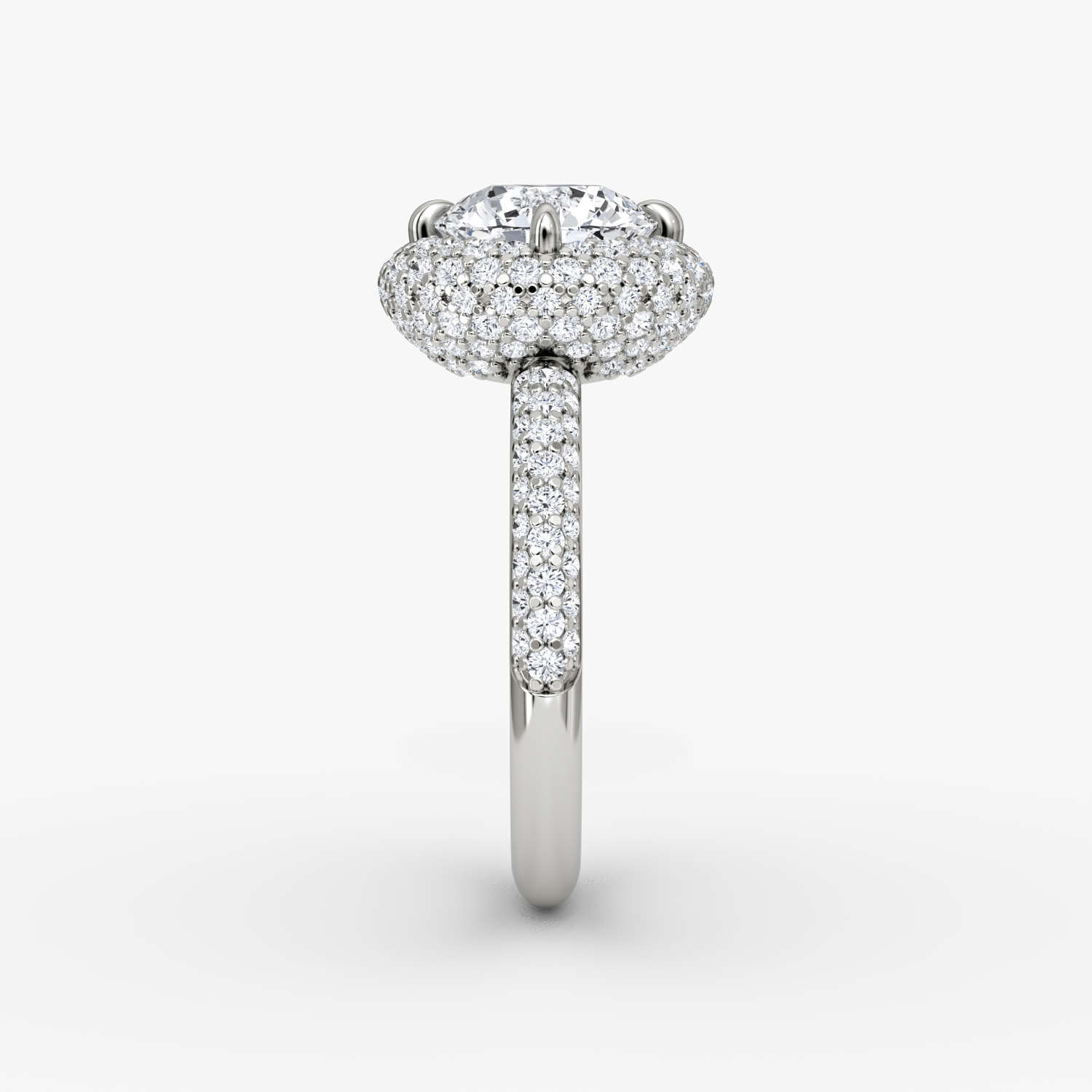 Bague de fiançailles Pavé Bombée | Rond Brillant | Platine | bandAccent: Pavé | caratWeight: other | diamondOrientation: vertical