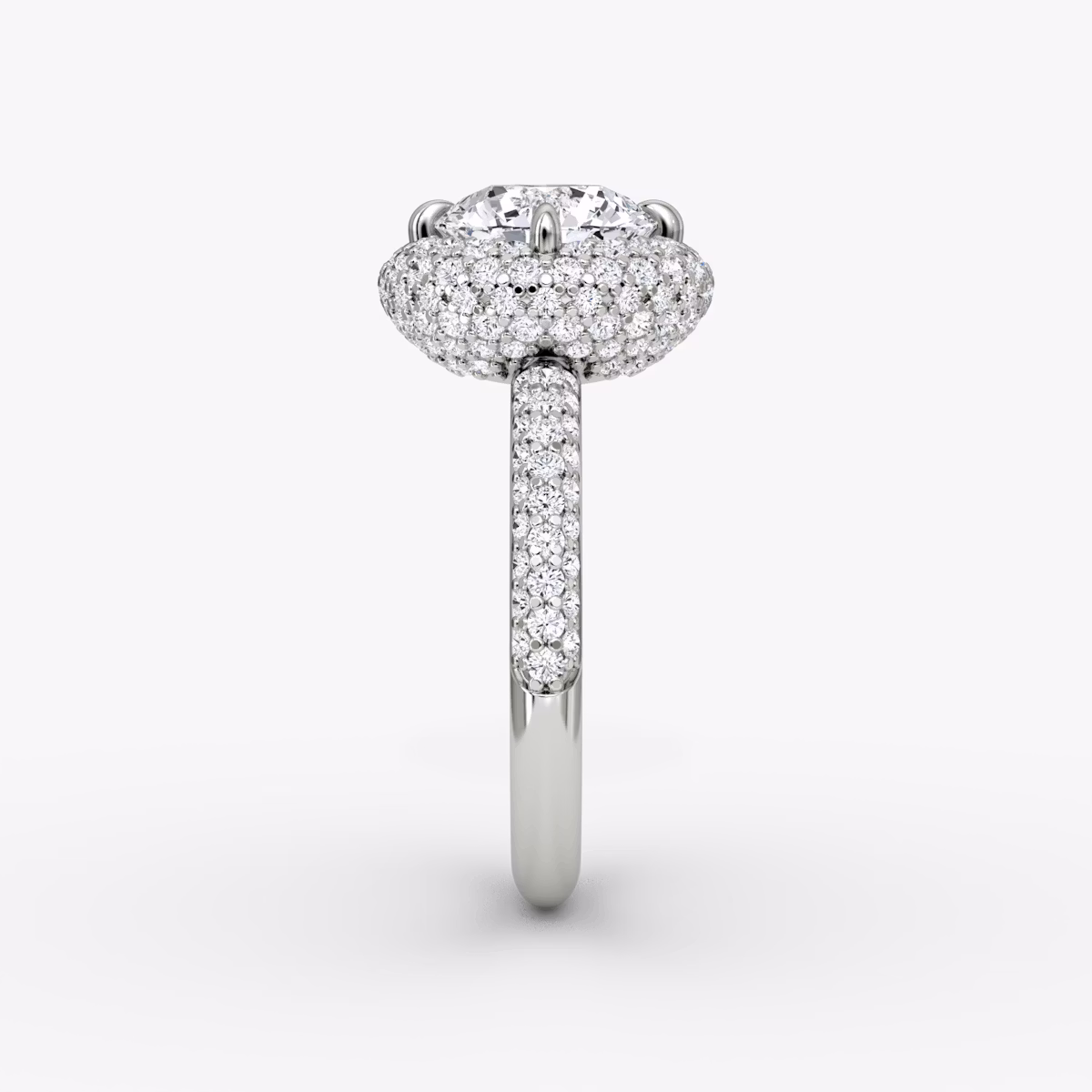 Anillo de compromiso Pavé Bombée | Brillante | 18k | Oro blanco | bandAccent: Pavé | caratWeight: other | diamondOrientation: vertical