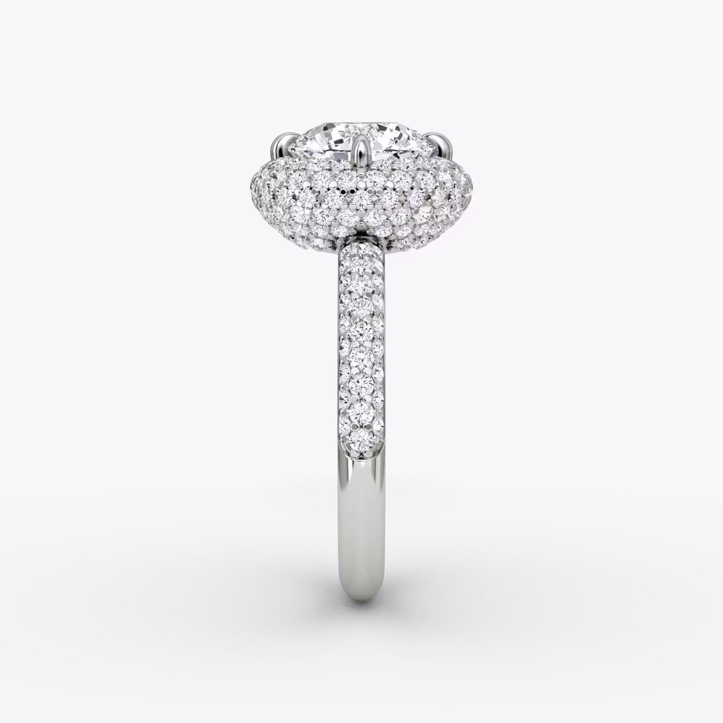 Anillo de compromiso Pavé Bombée | Brillante | 18k | Oro blanco | bandAccent: Pavé | caratWeight: other | diamondOrientation: vertical