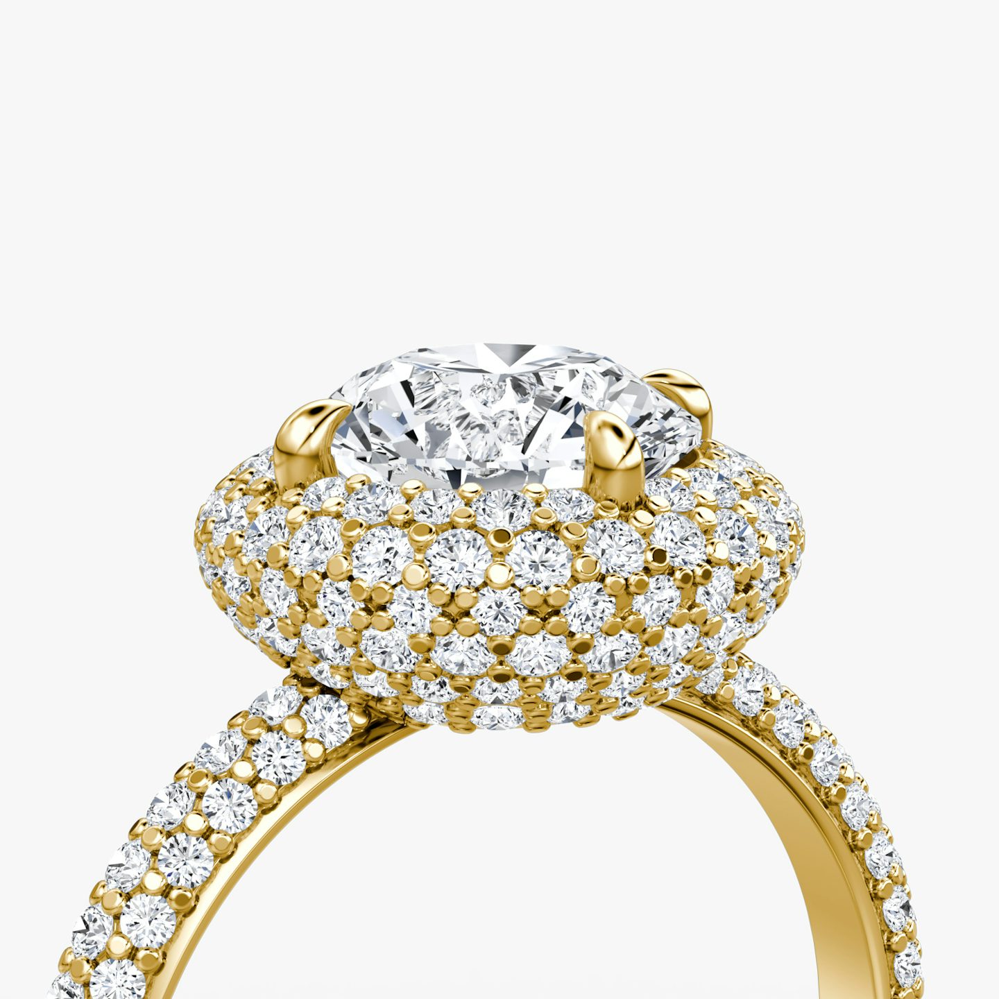 Anillo de compromiso Pavé Bombée | Brillante | 18k | Oro amarillo | bandAccent: Pavé | caratWeight: other | diamondOrientation: vertical