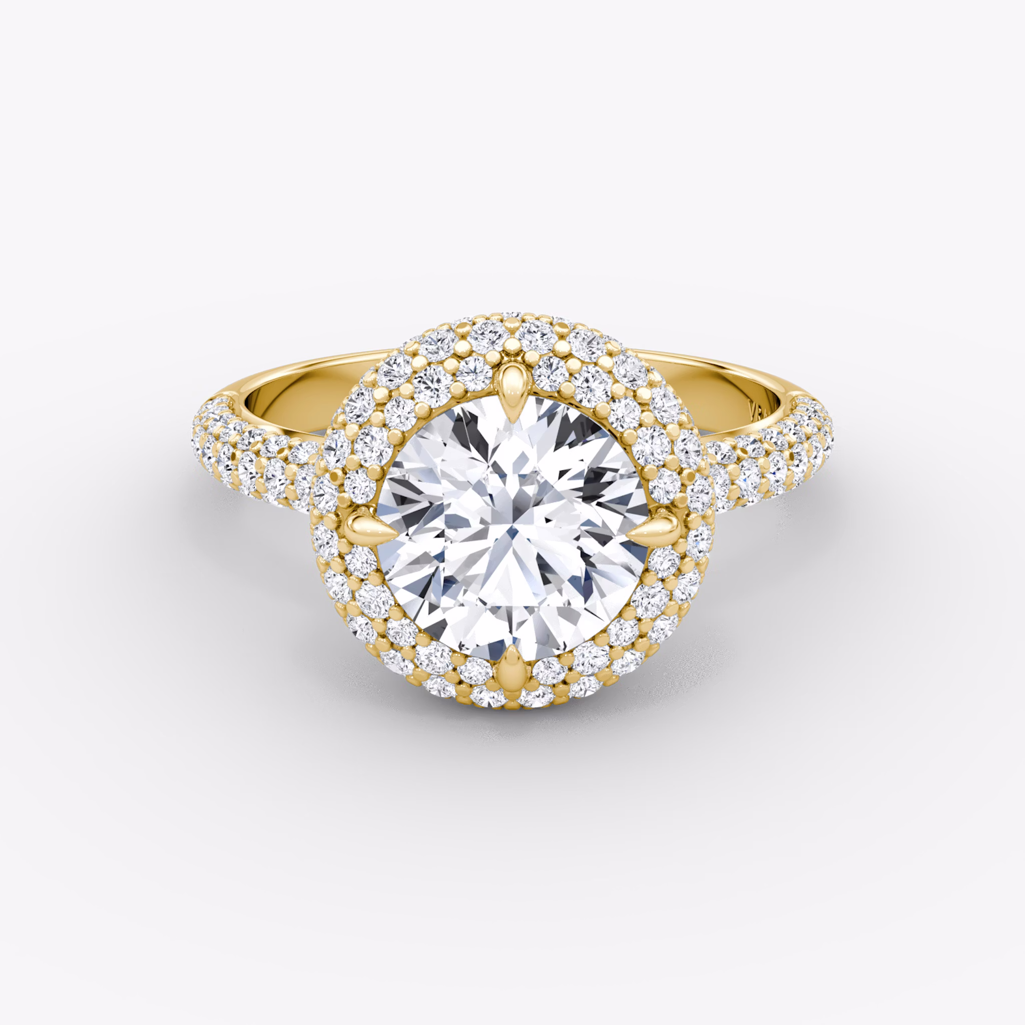 The Pavé Bombée | Round Brilliant | 18k | Yellow Gold | bandAccent: Pavé | caratWeight: other | diamondOrientation: vertical
