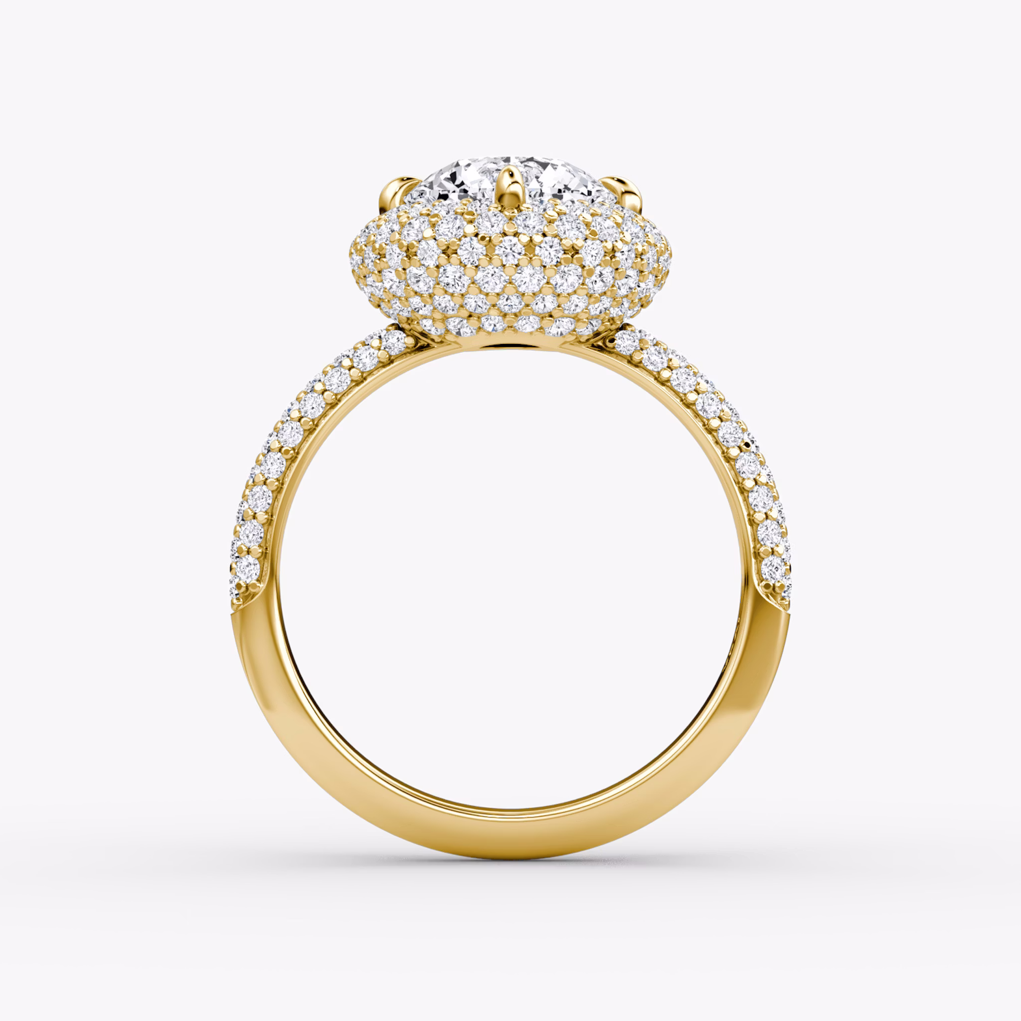 The Pavé Bombée | Round Brilliant | 18k | Yellow Gold | bandAccent: Pavé | caratWeight: other | diamondOrientation: vertical