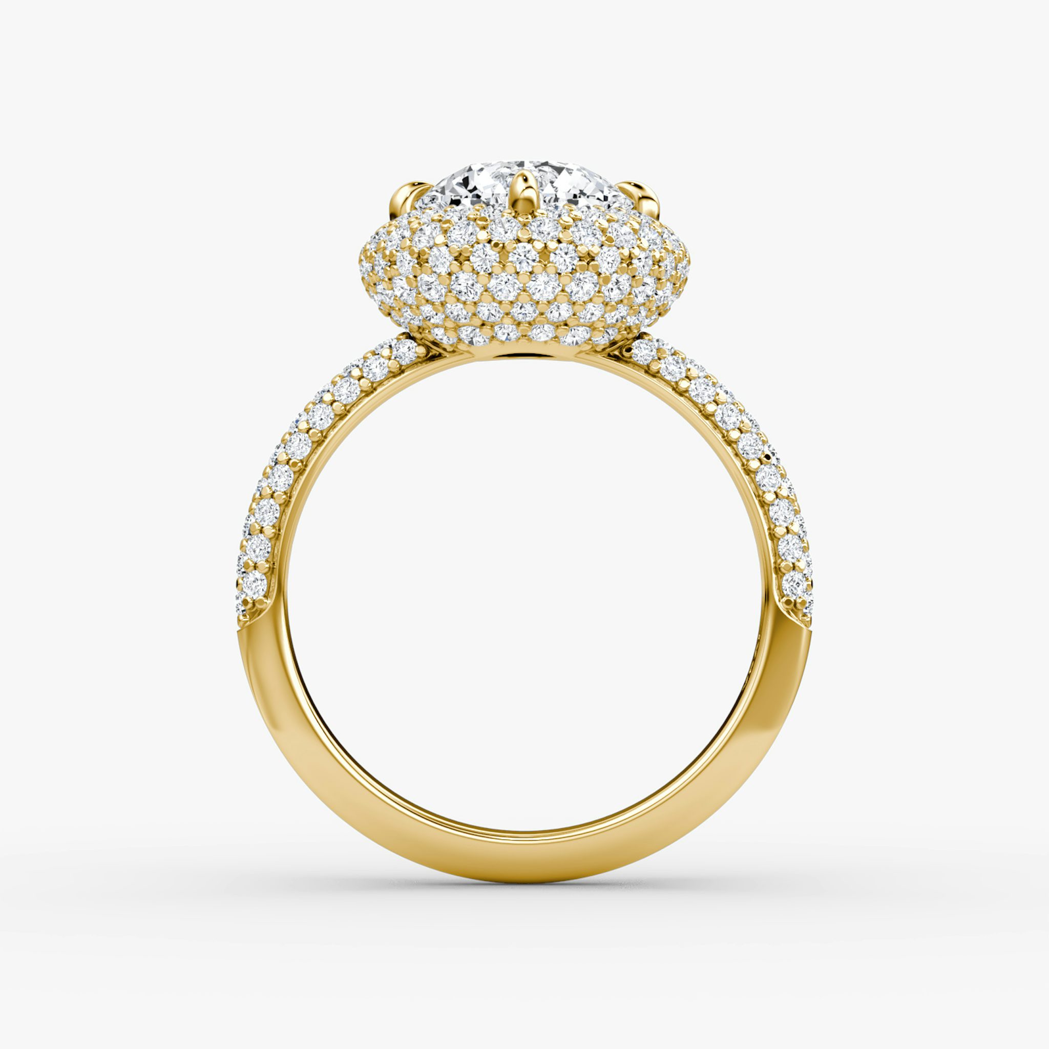 The Pavé Bombée | Round Brilliant | 18k | Yellow Gold | bandAccent: Pavé | caratWeight: other | diamondOrientation: vertical