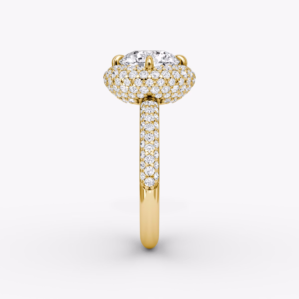 Anillo de compromiso Pavé Bombée | Brillante | 18k | Oro amarillo | bandAccent: Pavé | caratWeight: other | diamondOrientation: vertical