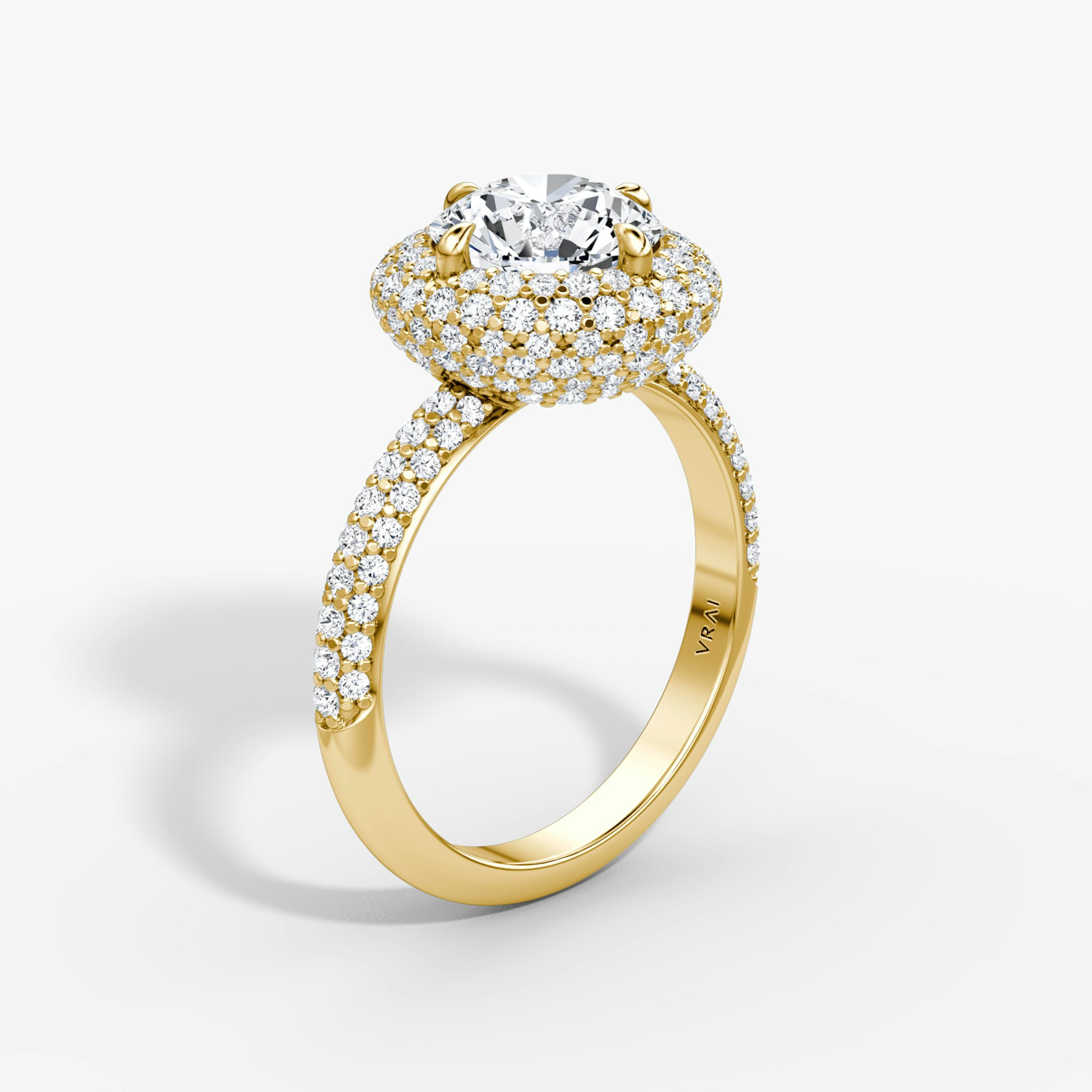 The Pavé Bombée | Round Brilliant | 18k | Yellow Gold | bandAccent: Pavé | caratWeight: other | diamondOrientation: vertical