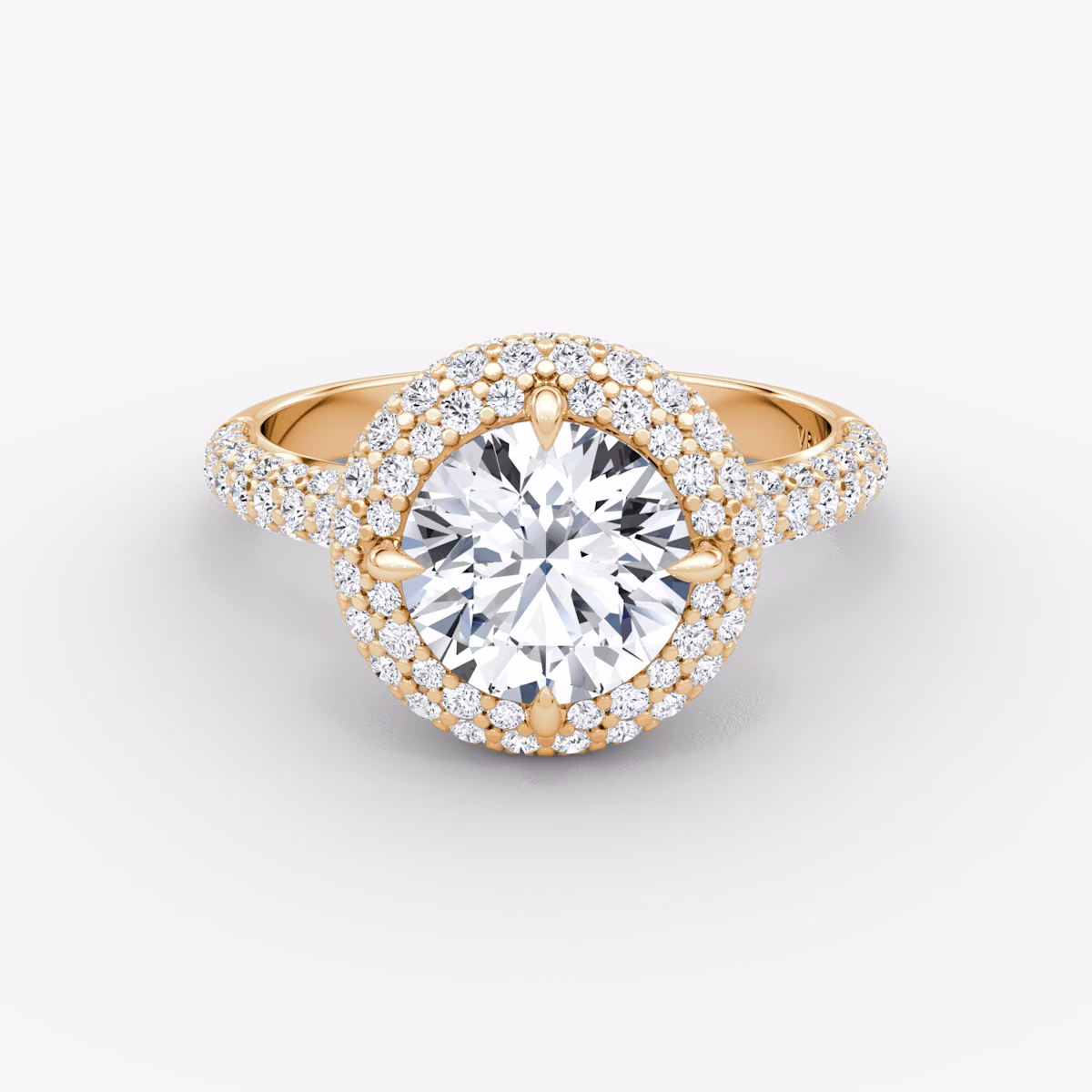 Anillo de compromiso Pavé Bombée | Brillante | 14k | Oro rosa | bandAccent: Pavé | caratWeight: other | diamondOrientation: vertical