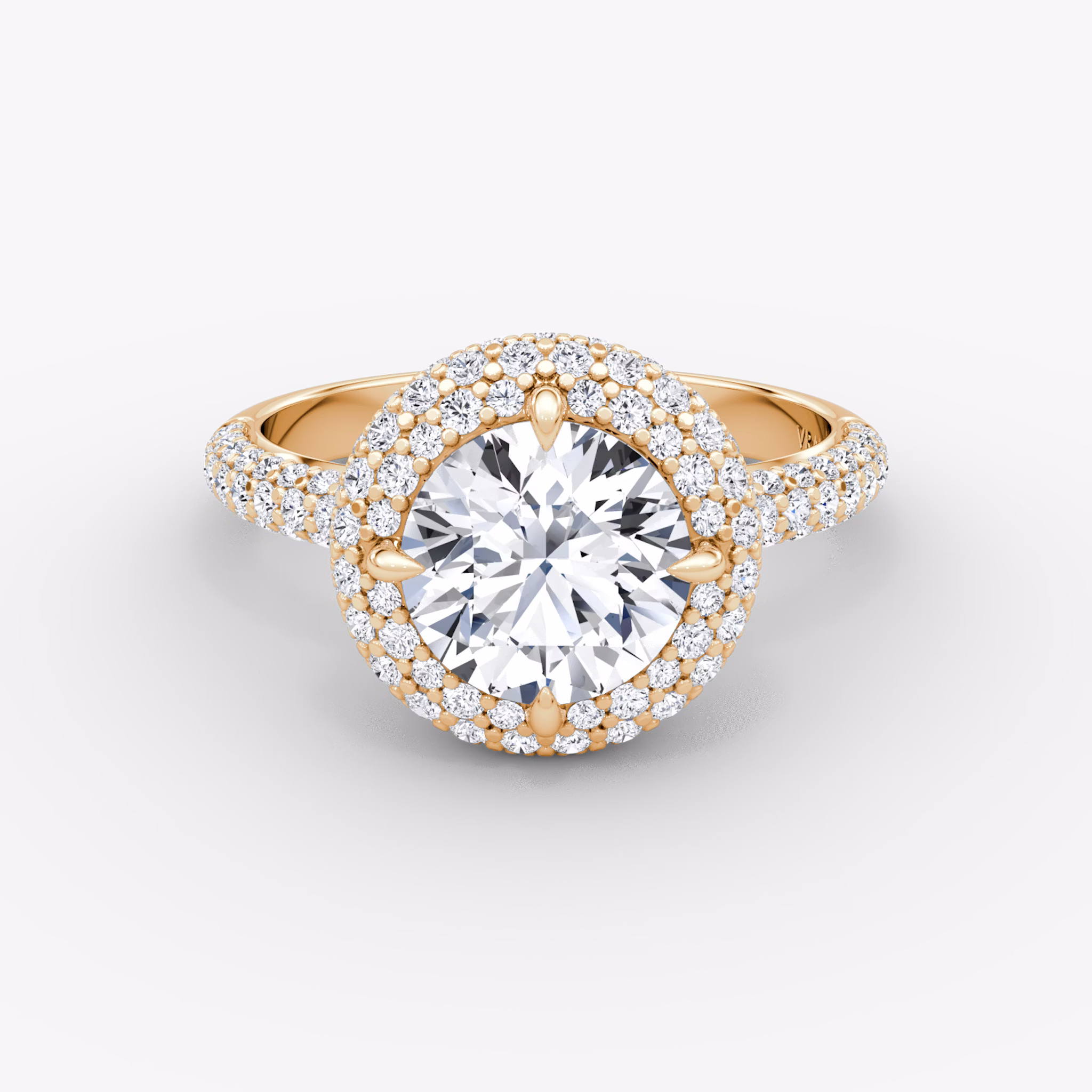 The Pavé Bombée | Round Brilliant | 14k | Rose Gold | bandAccent: Pavé | caratWeight: other | diamondOrientation: vertical