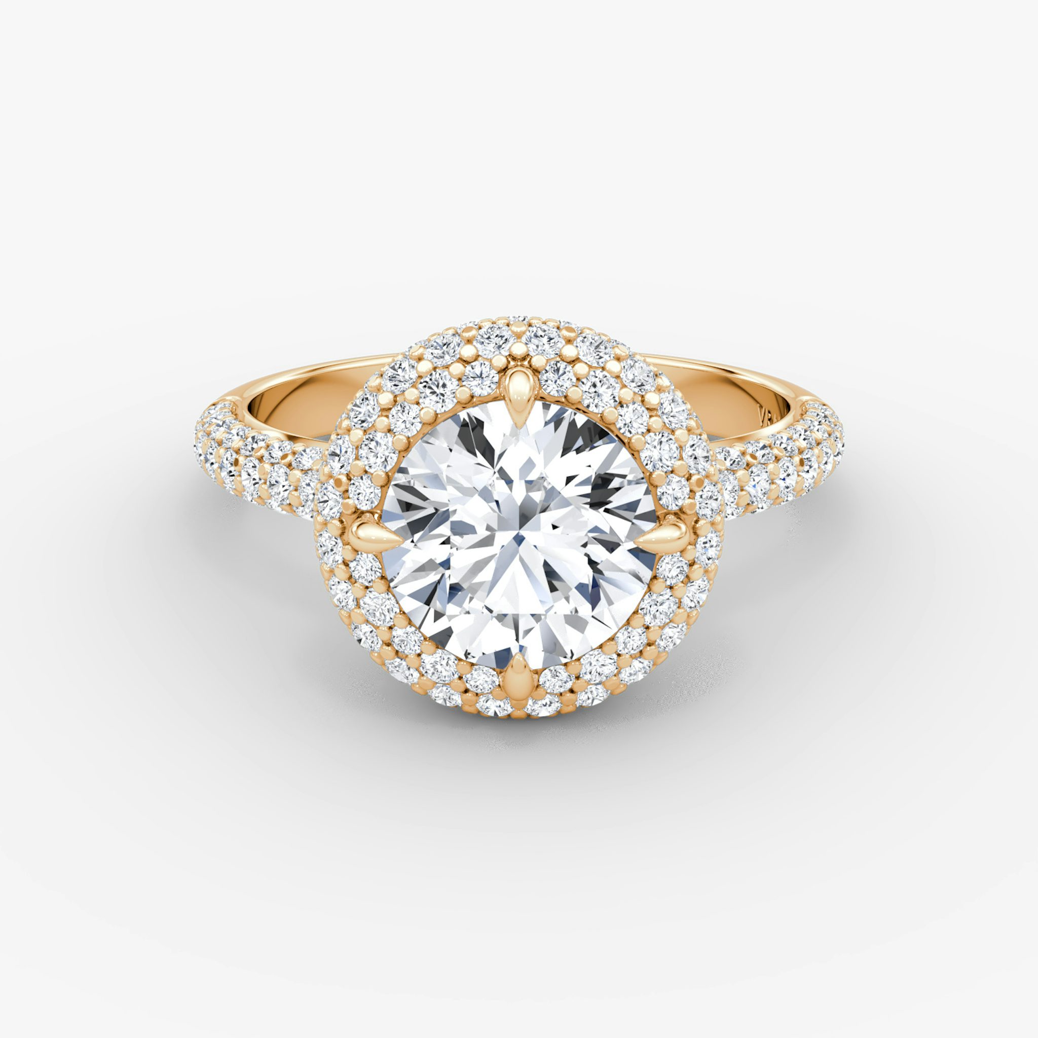 The Pavé Bombée | Round Brilliant | 14k | Rose Gold | bandAccent: Pavé | caratWeight: other | diamondOrientation: vertical