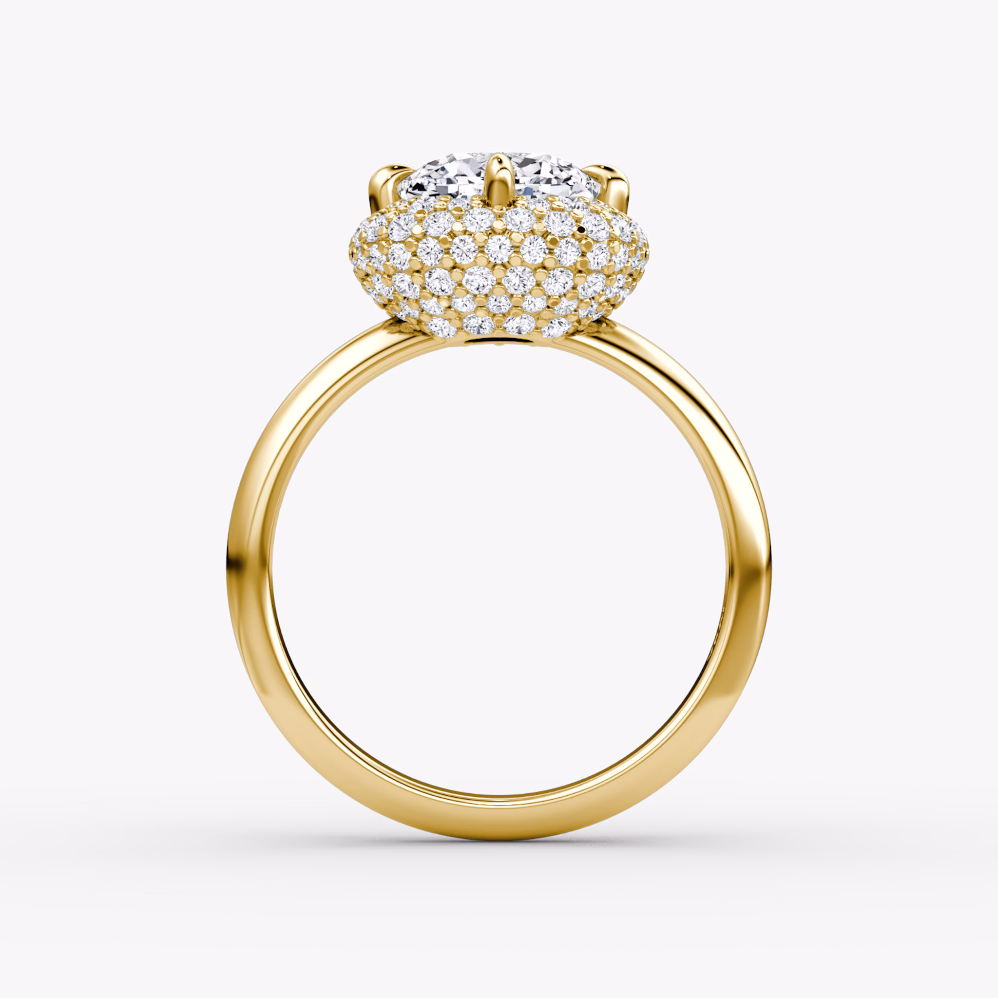 The Pavé Bombée | Cushion | 18k | Yellow Gold | bandAccent: Plain | diamondOrientation: vertical | caratWeight: other