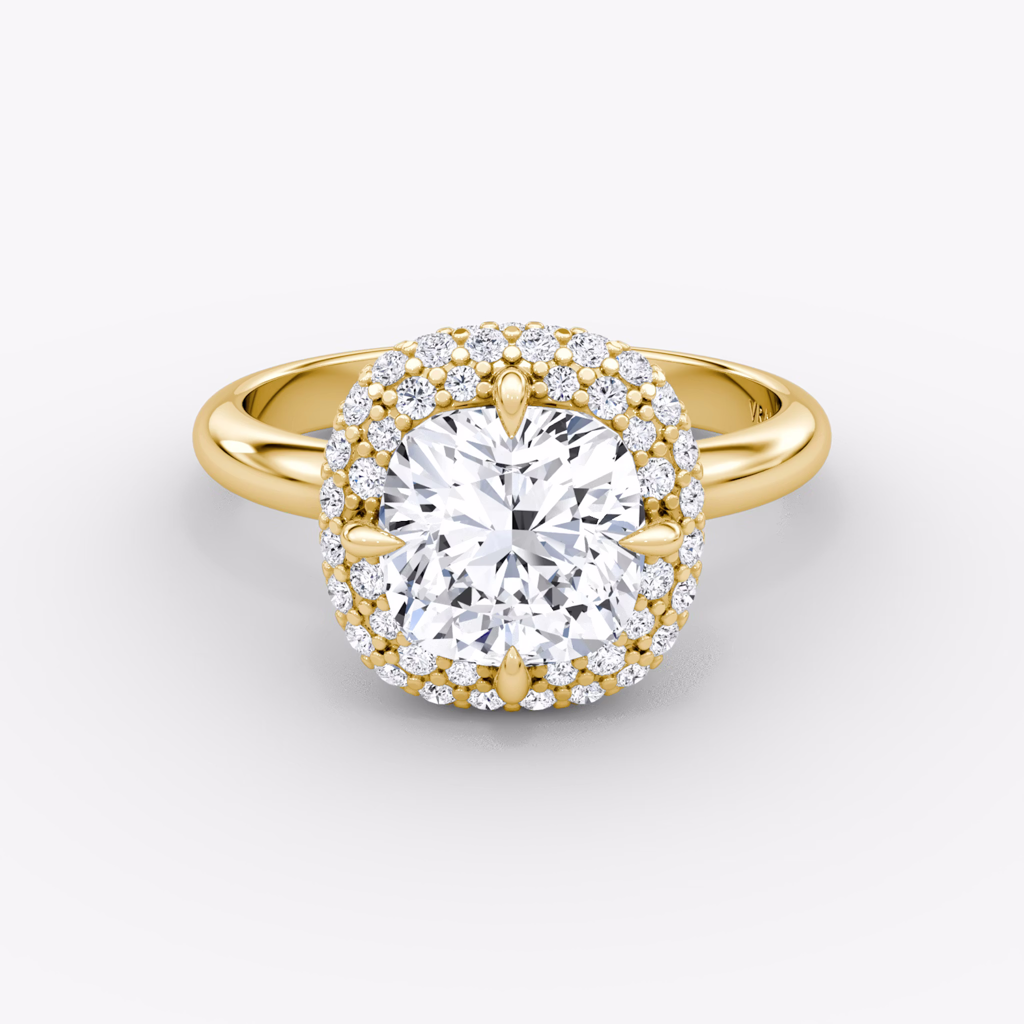 The Pavé Bombée | Cushion | 18k | Yellow Gold | bandAccent: Plain | diamondOrientation: vertical | caratWeight: other