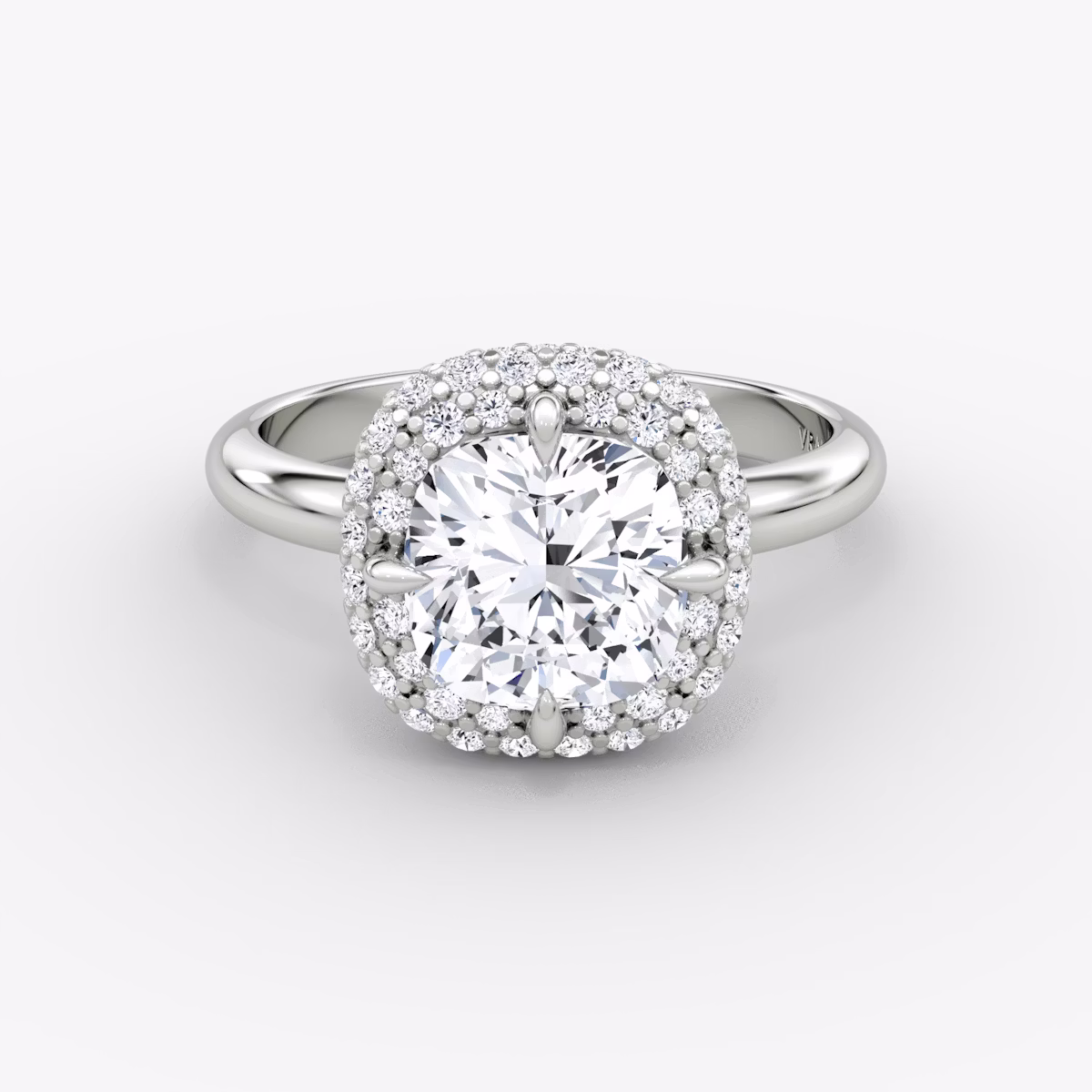 The Pavé Bombée | Cushion | 18k | White Gold | bandAccent: Plain | diamondOrientation: vertical | caratWeight: other