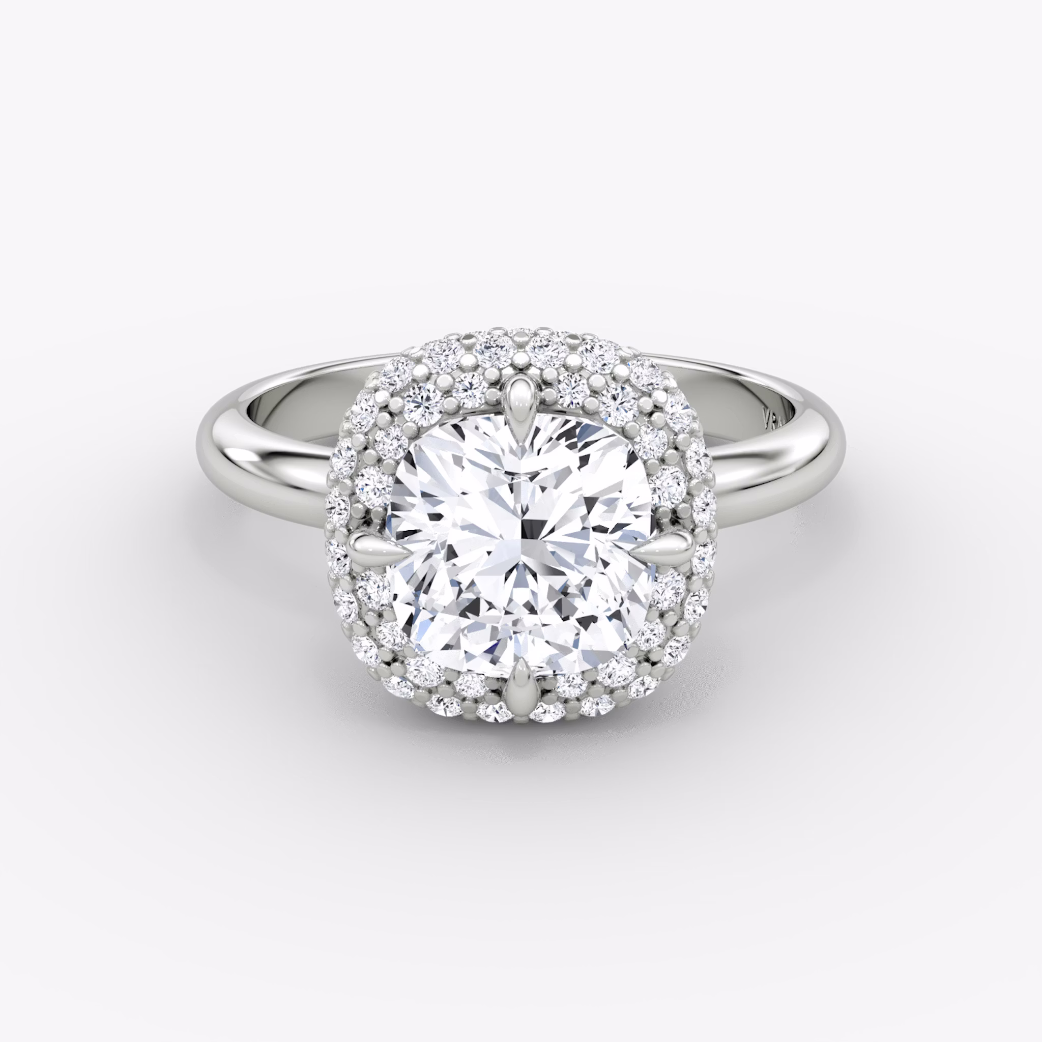 The Pavé Bombée | Cushion | 18k | White Gold | bandAccent: Plain | diamondOrientation: vertical | caratWeight: other