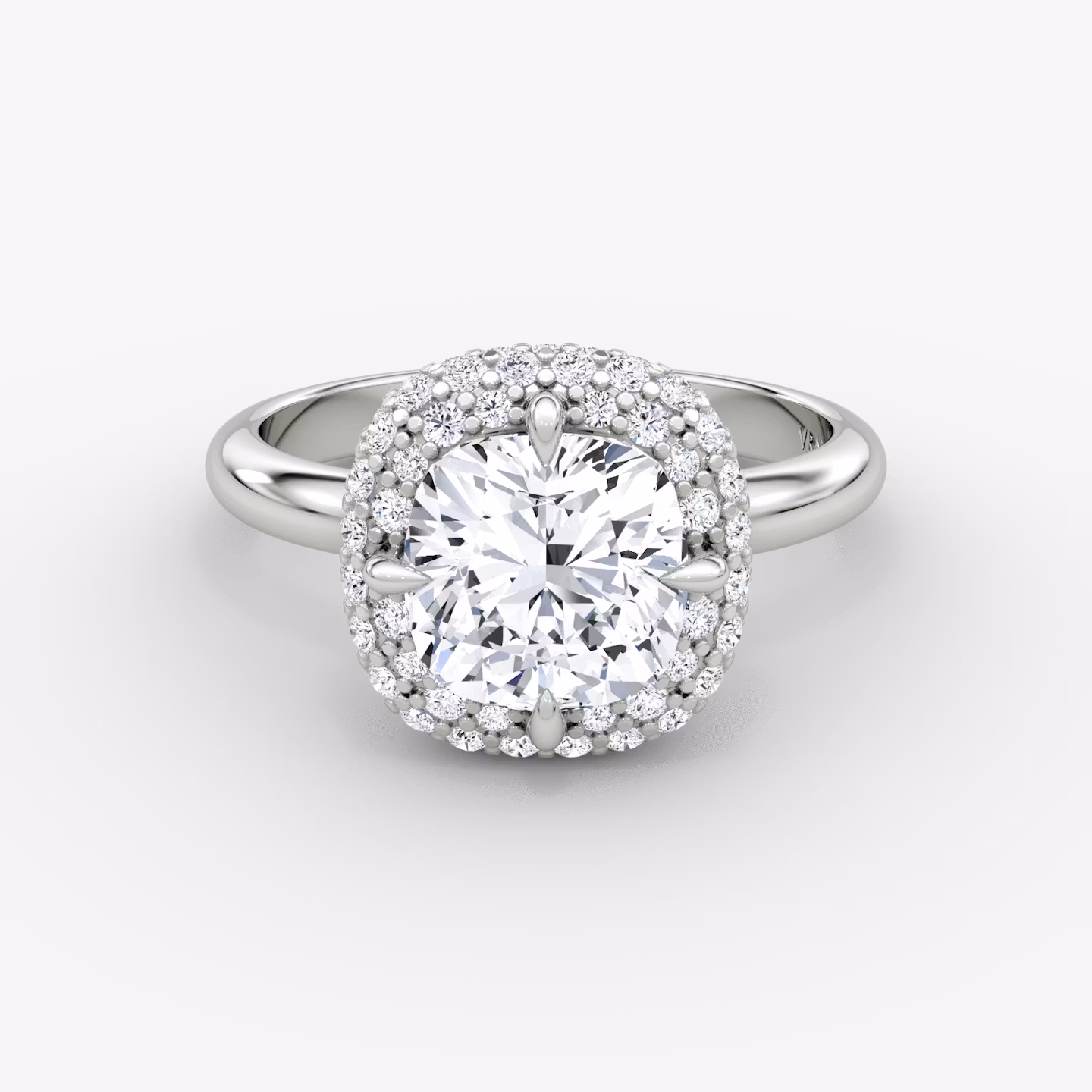 The Pavé Bombée | Cushion | 18k | White Gold | bandAccent: Plain | diamondOrientation: vertical | caratWeight: other