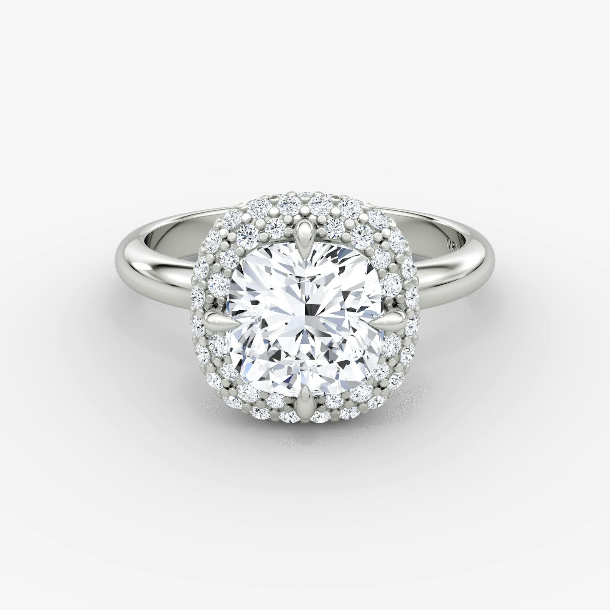 The Pavé Bombée | Cushion | 18k | White Gold | bandAccent: Plain | diamondOrientation: vertical | caratWeight: other