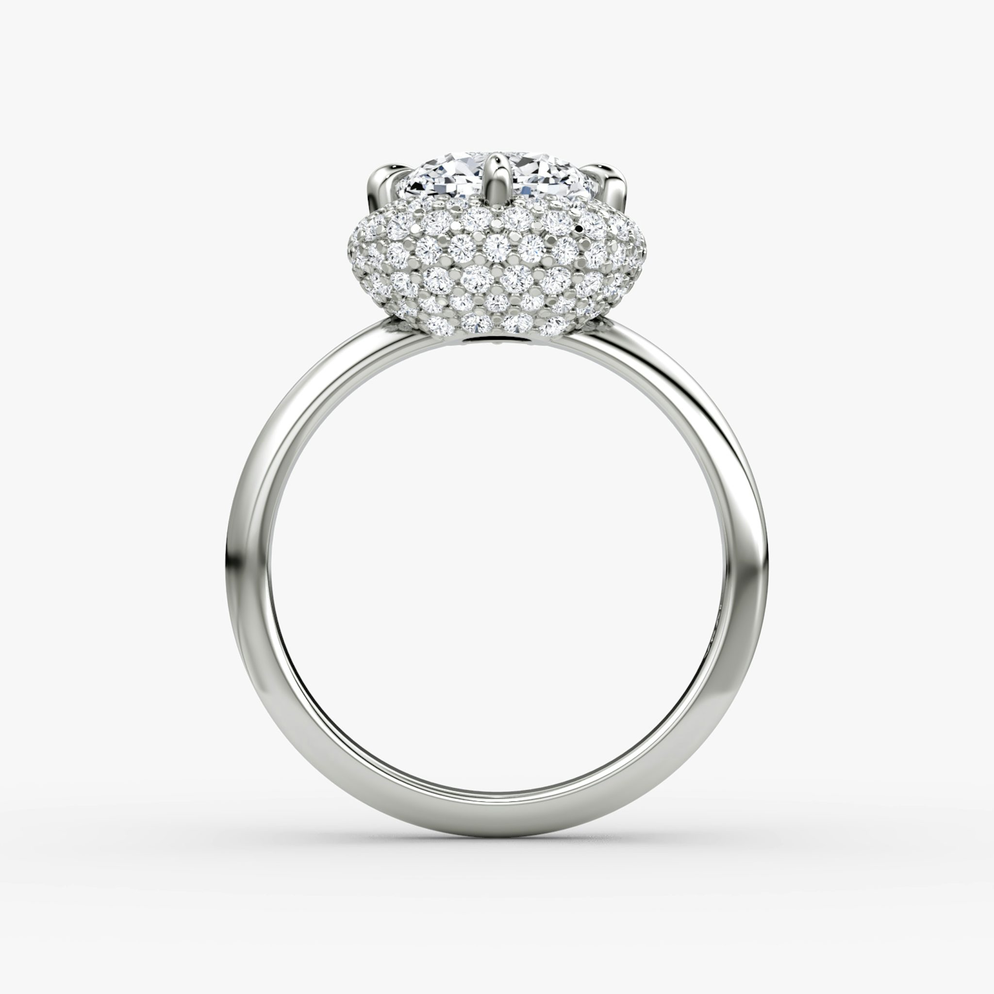 The Pavé Bombée | Cushion | 18k | White Gold | bandAccent: Plain | diamondOrientation: vertical | caratWeight: other