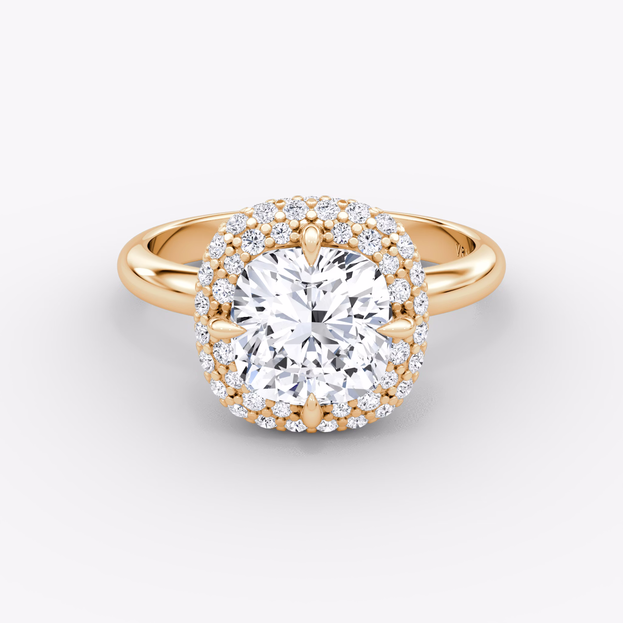 The Pavé Bombée | Cushion | 14k | Rose Gold | bandAccent: Plain | diamondOrientation: vertical | caratWeight: other