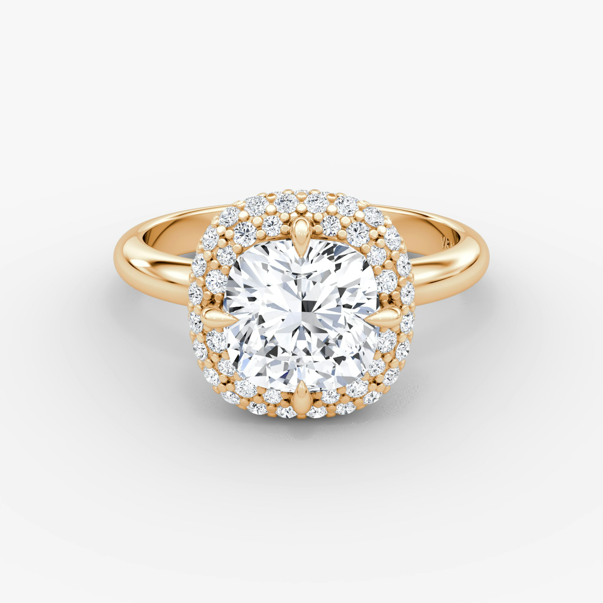 The Pavé Bombée | Cushion | 14k | Rose Gold | bandAccent: Plain | diamondOrientation: vertical | caratWeight: other