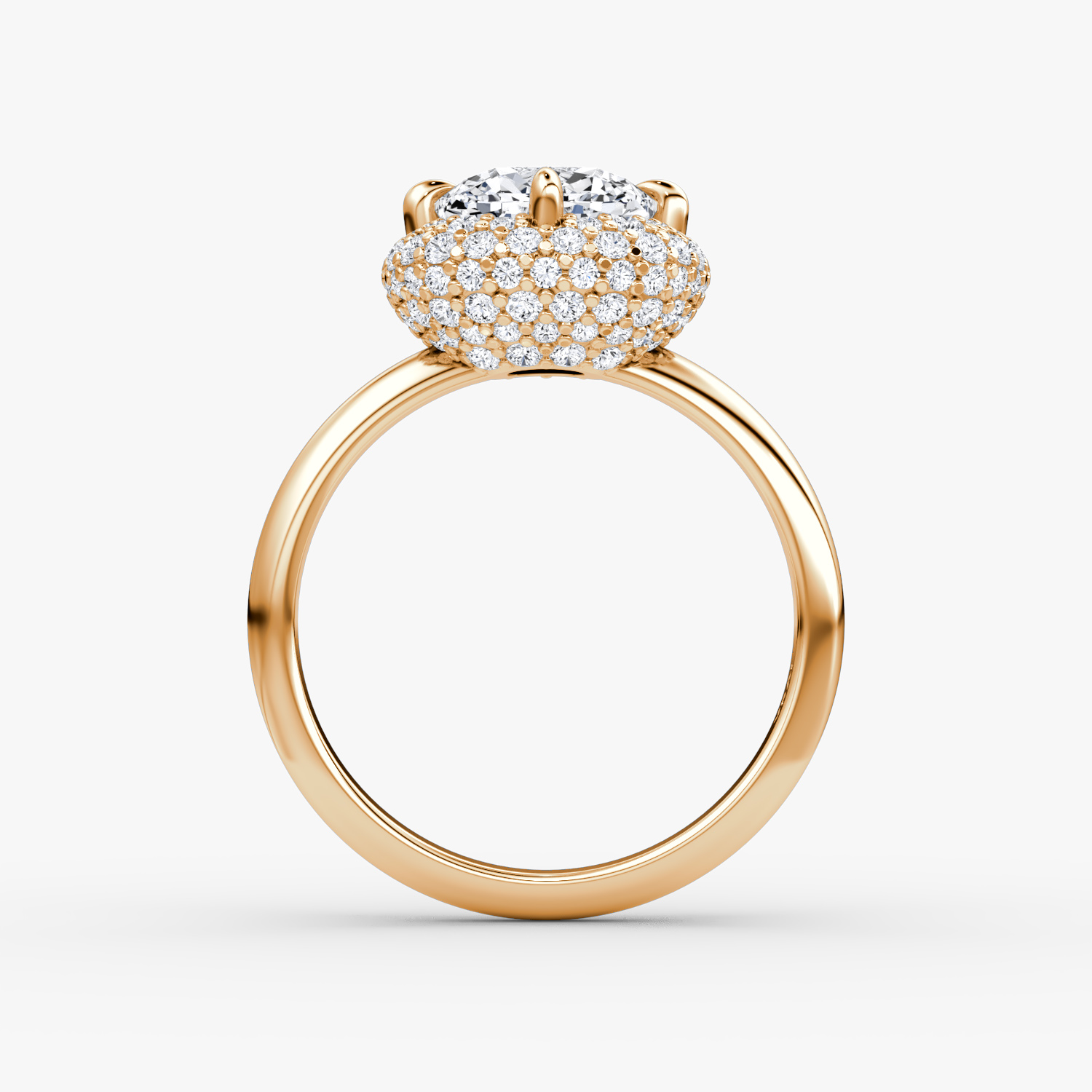 Bague de fiançailles Pavé Bombée | Coussin | 14k | Or rose | bandAccent: Simple | diamondOrientation: vertical | caratWeight: other