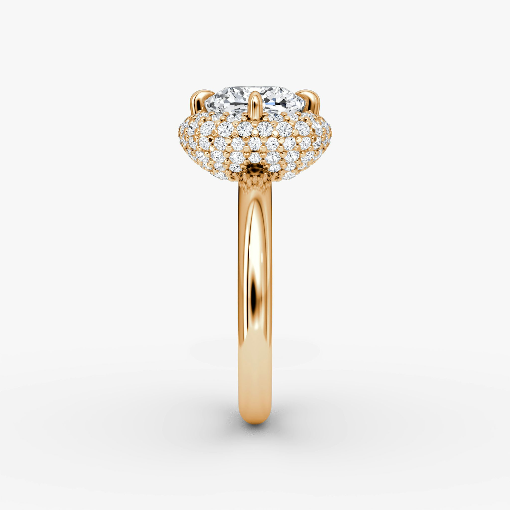 The Pavé Bombée | Cushion | 14k | Rose Gold | bandAccent: Plain | diamondOrientation: vertical | caratWeight: other
