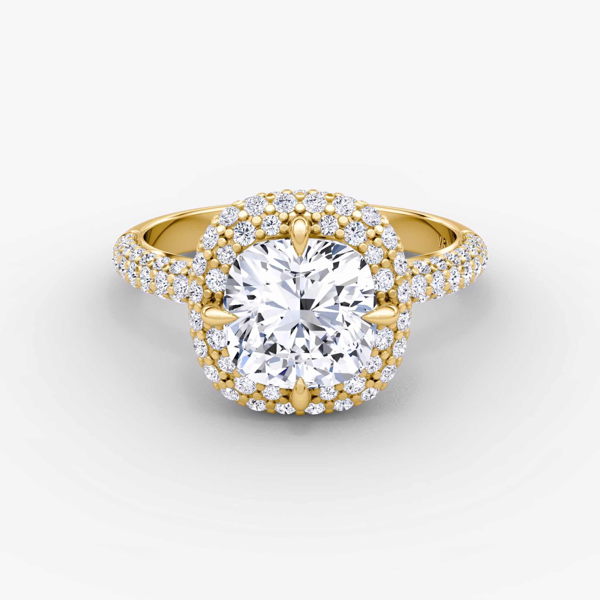 The Pavé Bombée Cushion | Yellow Gold