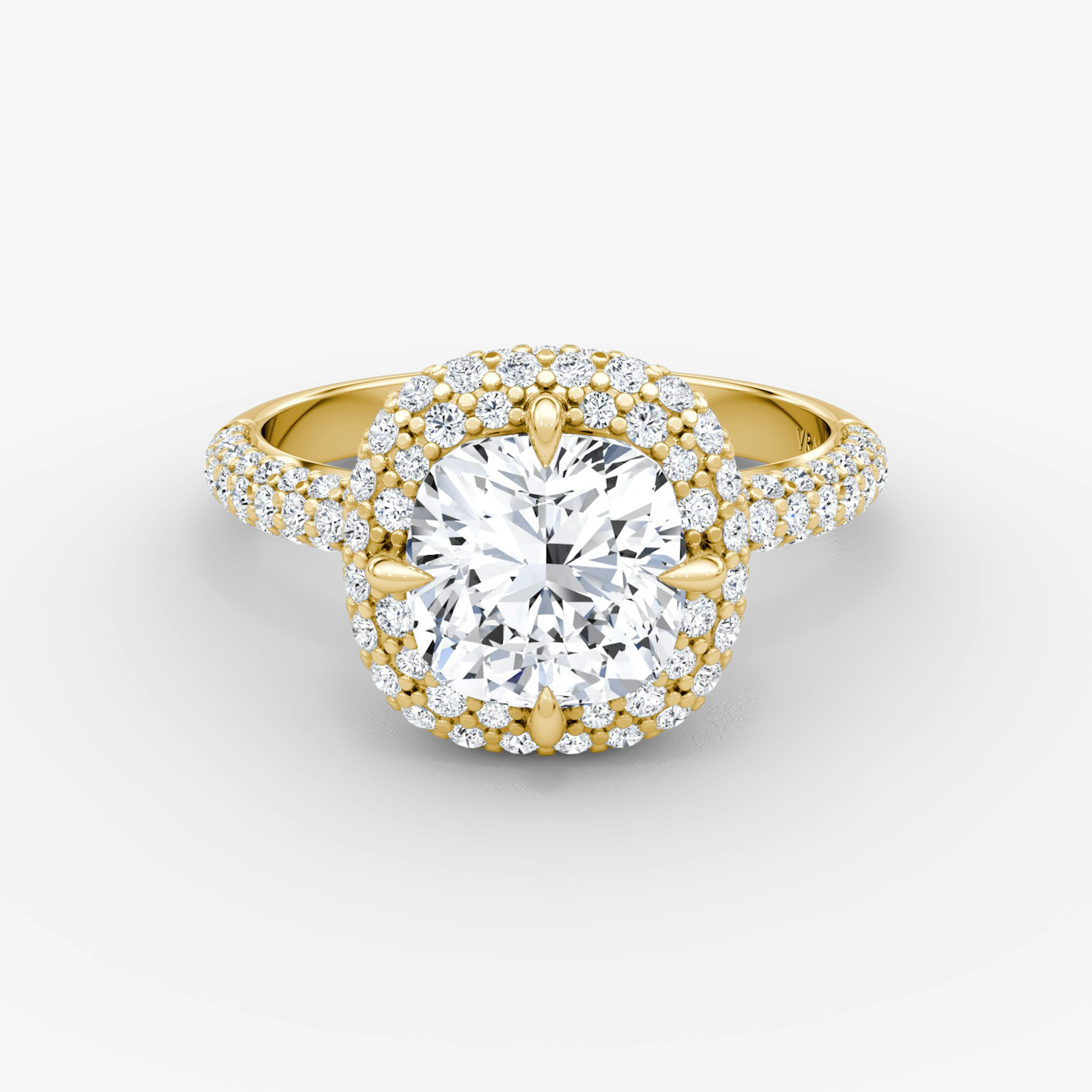 The Pavé Bombée | Cushion | 18k | Yellow Gold | bandAccent: Pavé | diamondOrientation: vertical | caratWeight: other