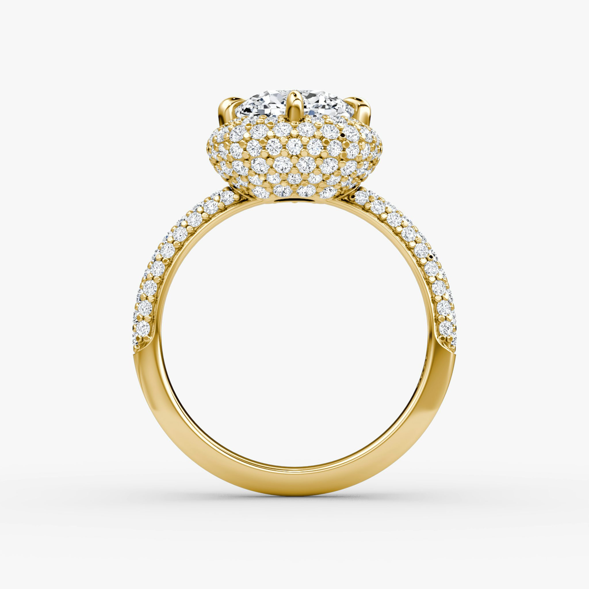 The Pavé Bombée | Cushion | 18k | Yellow Gold | bandAccent: Pavé | diamondOrientation: vertical | caratWeight: other
