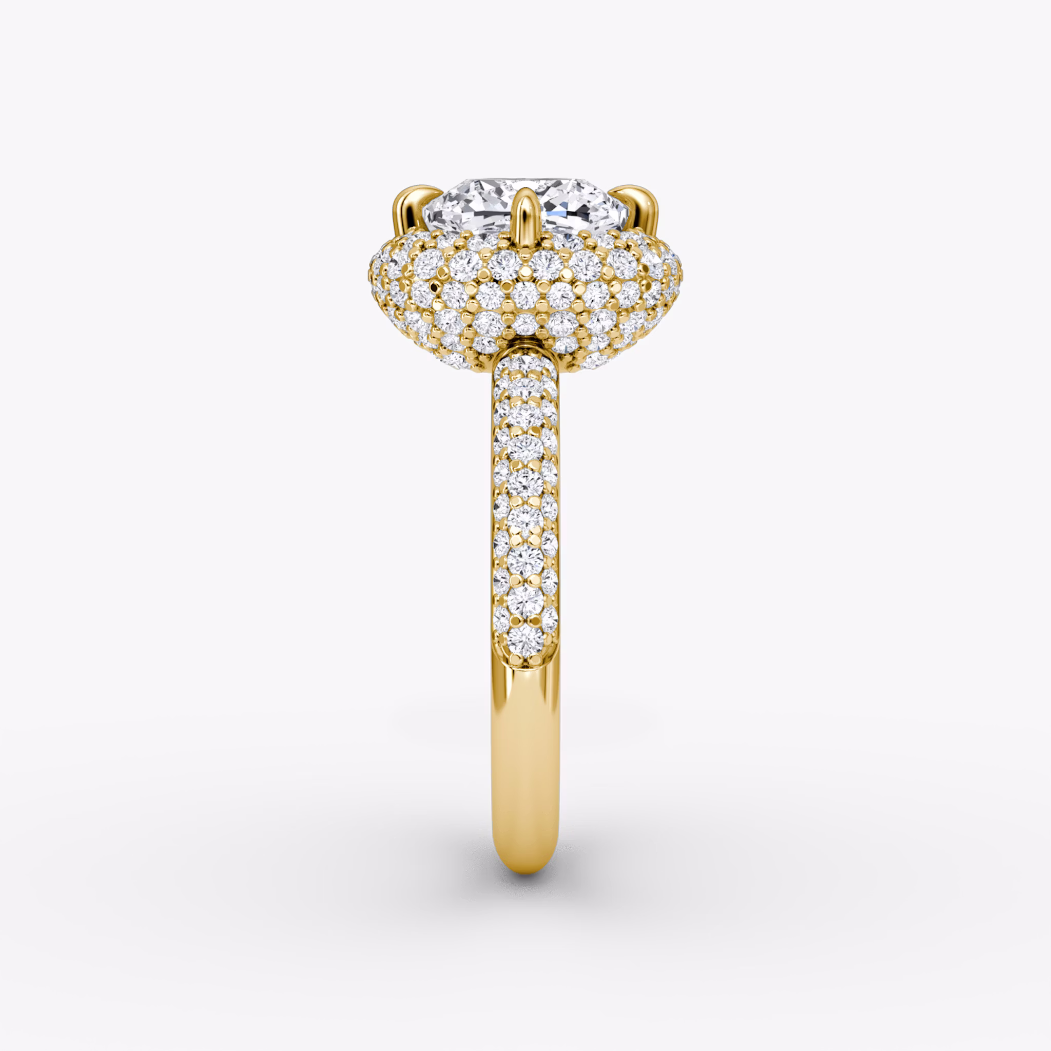 The Pavé Bombée | Cushion | 18k | Yellow Gold | bandAccent: Pavé | diamondOrientation: vertical | caratWeight: other