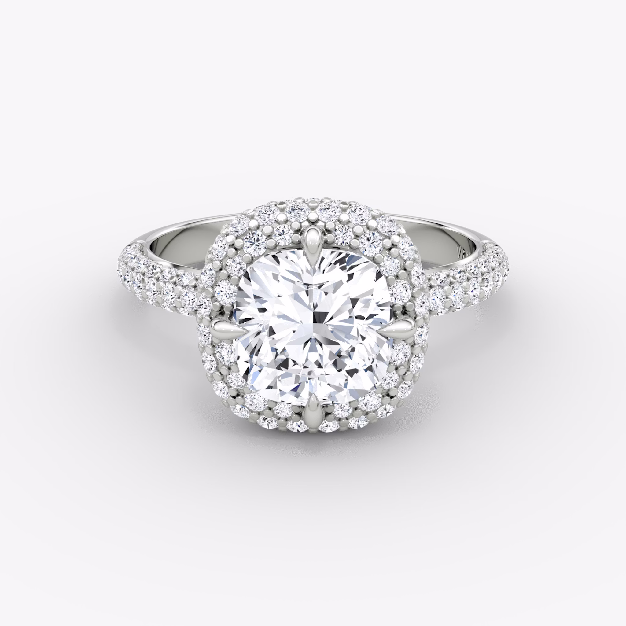 The Pavé Bombée | Cushion | 18k | White Gold | bandAccent: Pavé | diamondOrientation: vertical | caratWeight: other