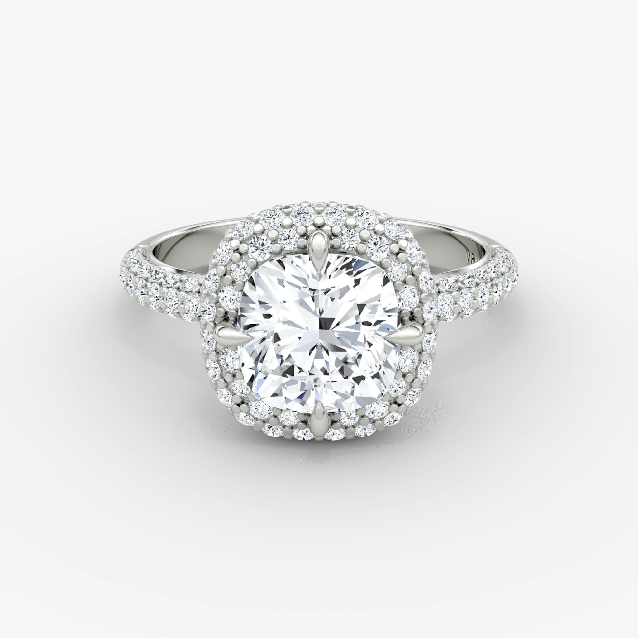 The Pavé Bombée | Cushion | 18k | White Gold | bandAccent: Pavé | diamondOrientation: vertical | caratWeight: other