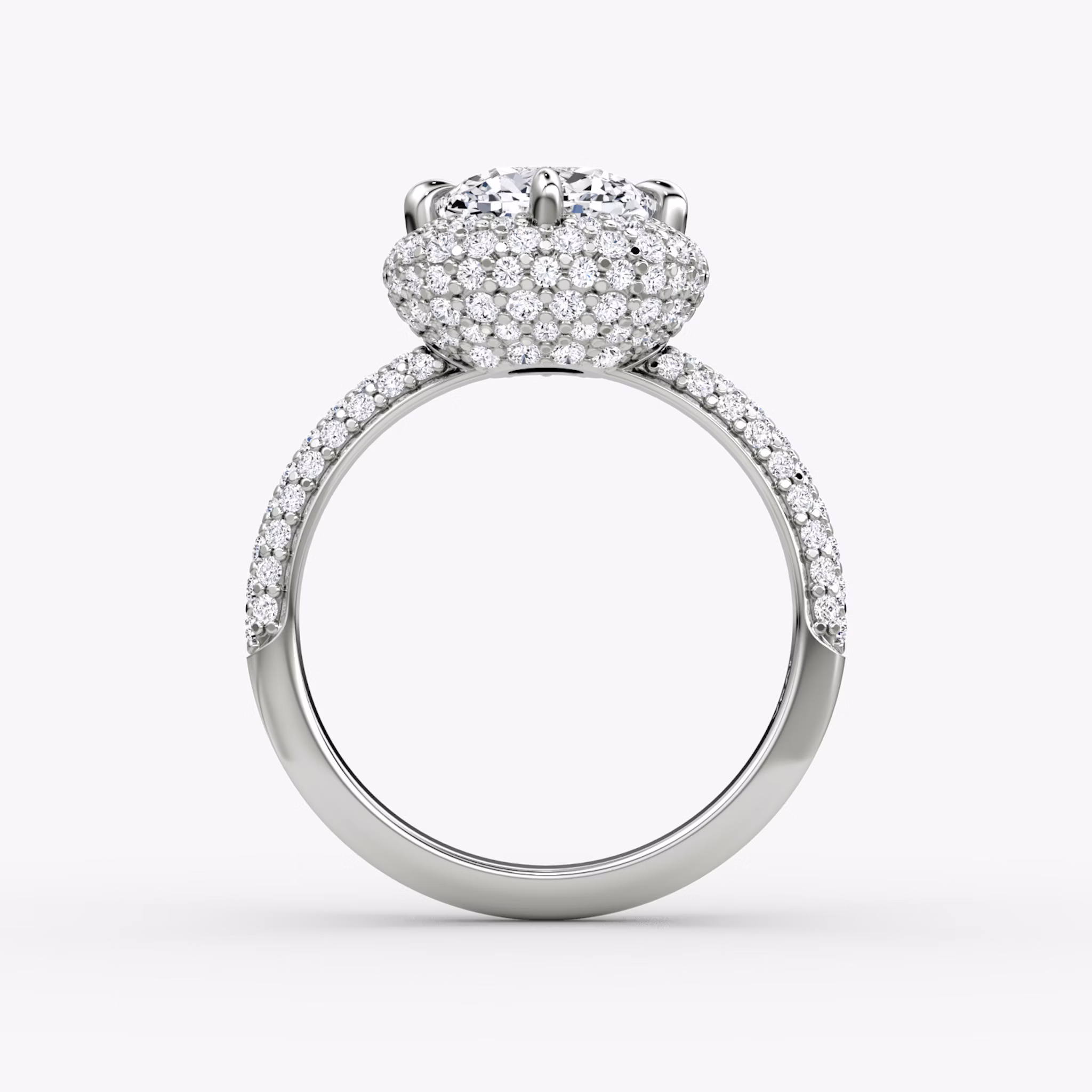 The Pavé Bombée | Cushion | 18k | White Gold | bandAccent: Pavé | diamondOrientation: vertical | caratWeight: other