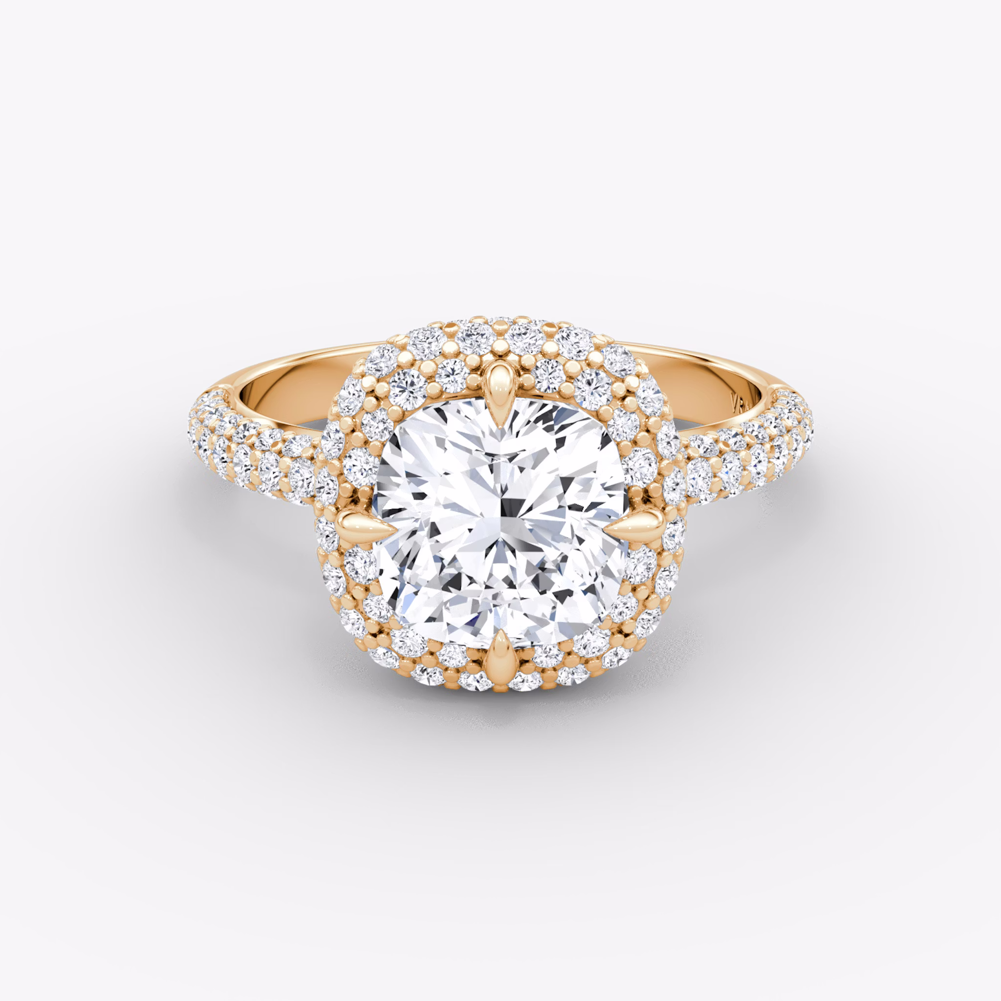 The Pavé Bombée | Cushion | 14k | Rose Gold | bandAccent: Pavé | diamondOrientation: vertical | caratWeight: other