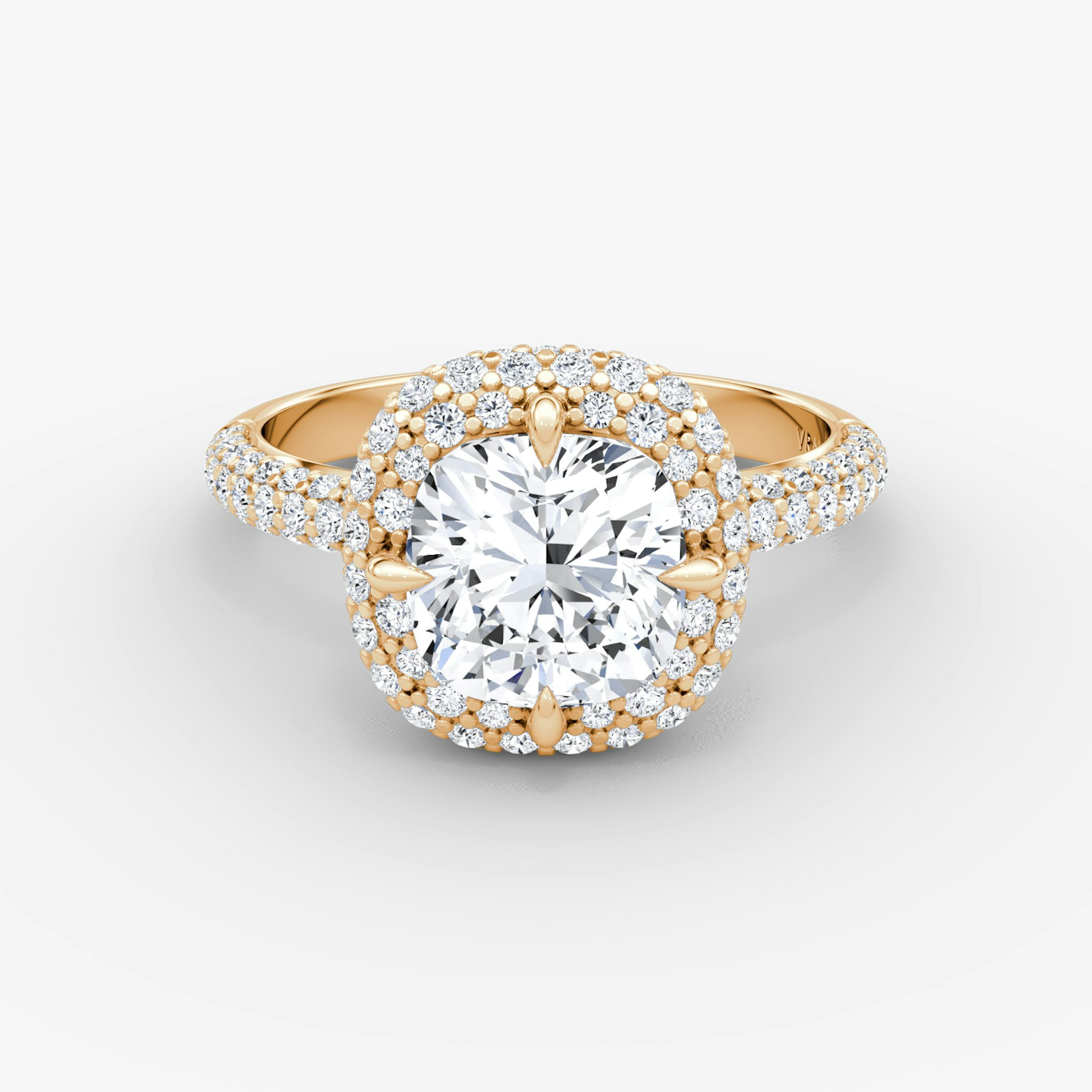 The Pavé Bombée | Cushion | 14k | Rose Gold | bandAccent: Pavé | diamondOrientation: vertical | caratWeight: other
