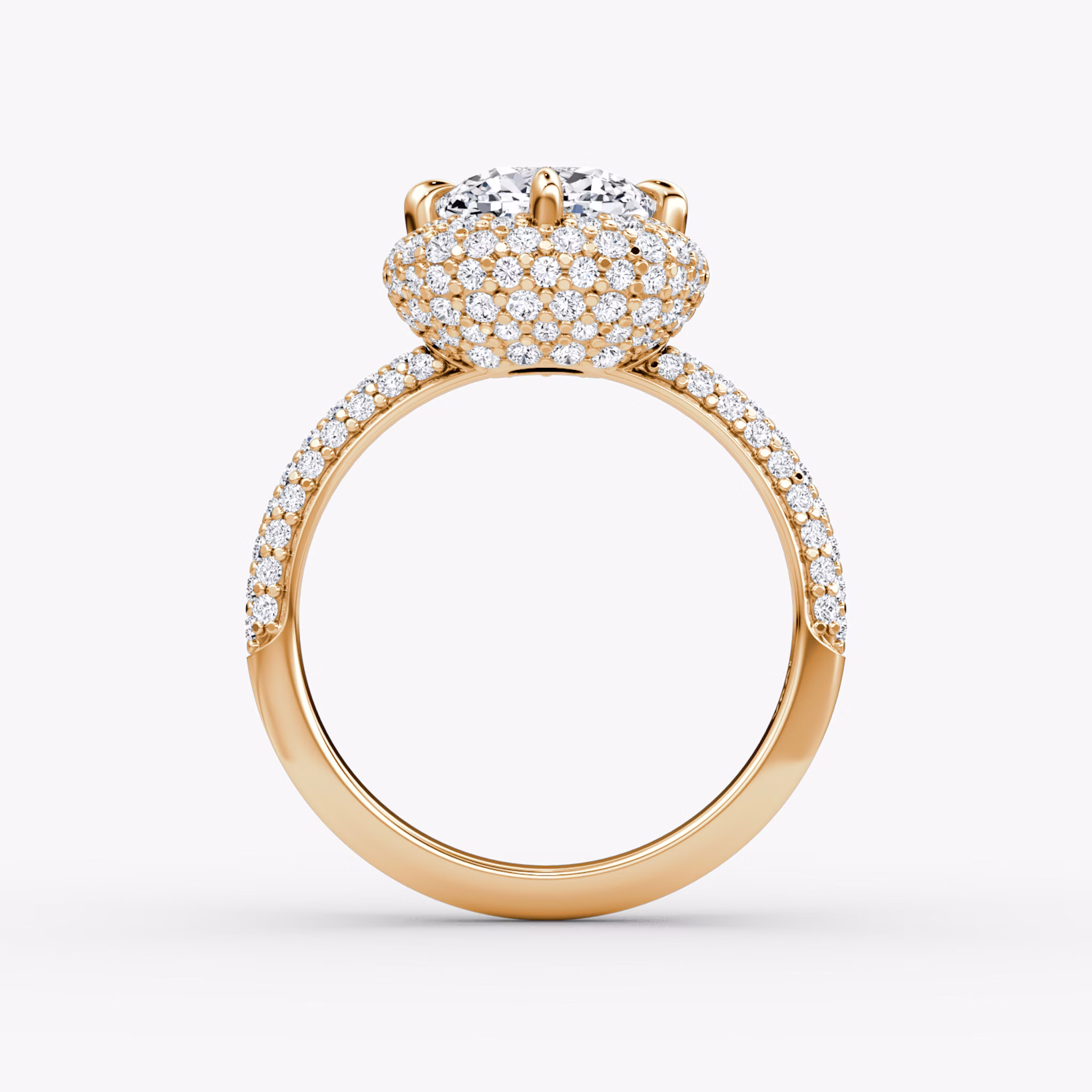 The Pavé Bombée | Cushion | 14k | Rose Gold | bandAccent: Pavé | diamondOrientation: vertical | caratWeight: other