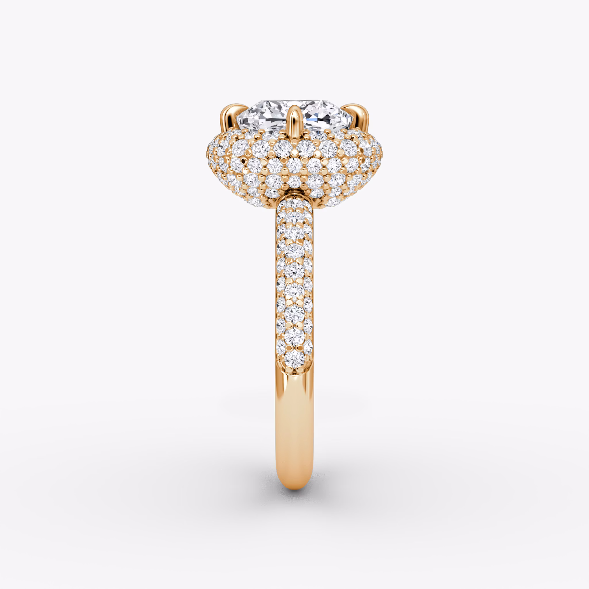 The Pavé Bombée | Cushion | 14k | Rose Gold | bandAccent: Pavé | diamondOrientation: vertical | caratWeight: other