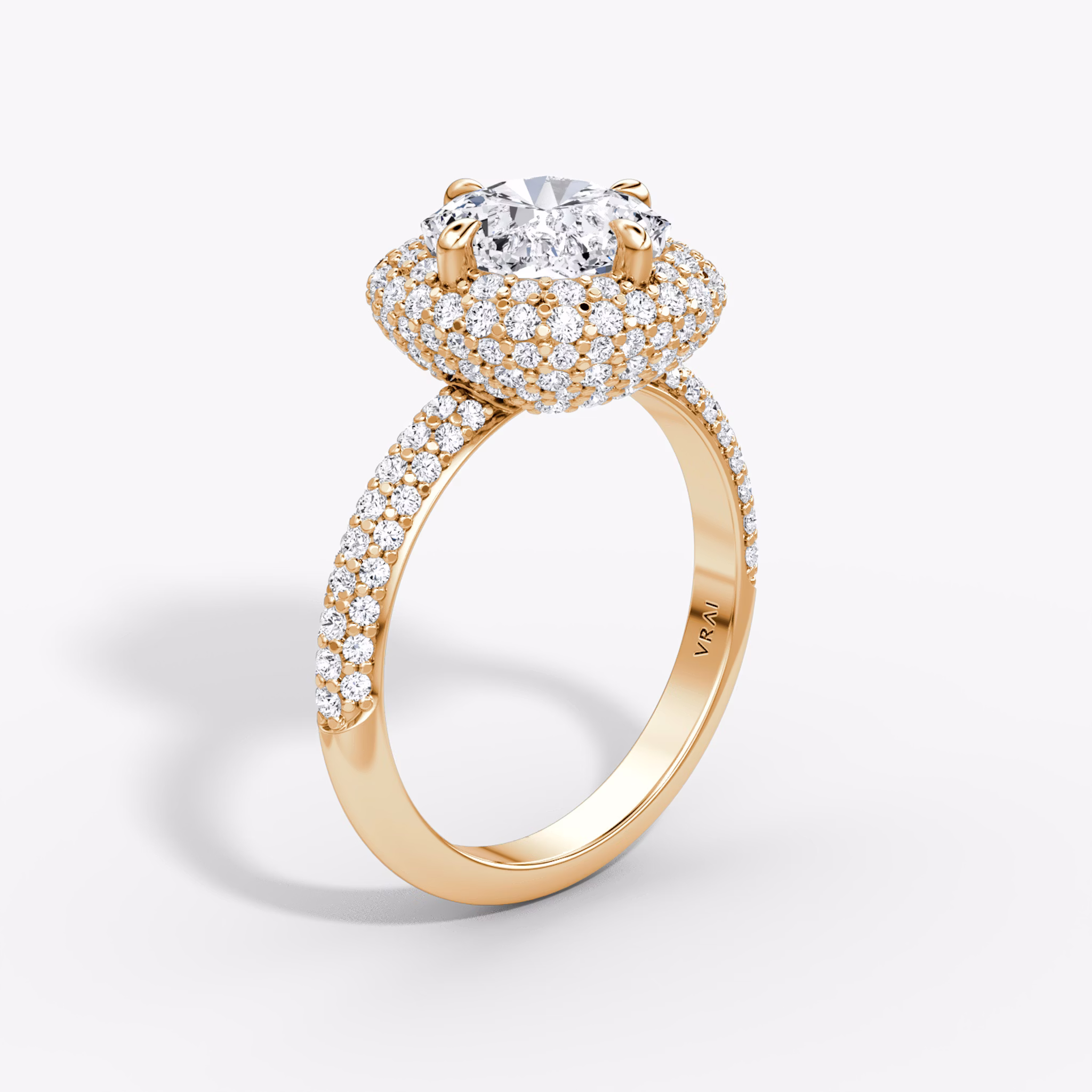 The Pavé Bombée | Cushion | 14k | Rose Gold | bandAccent: Pavé | diamondOrientation: vertical | caratWeight: other