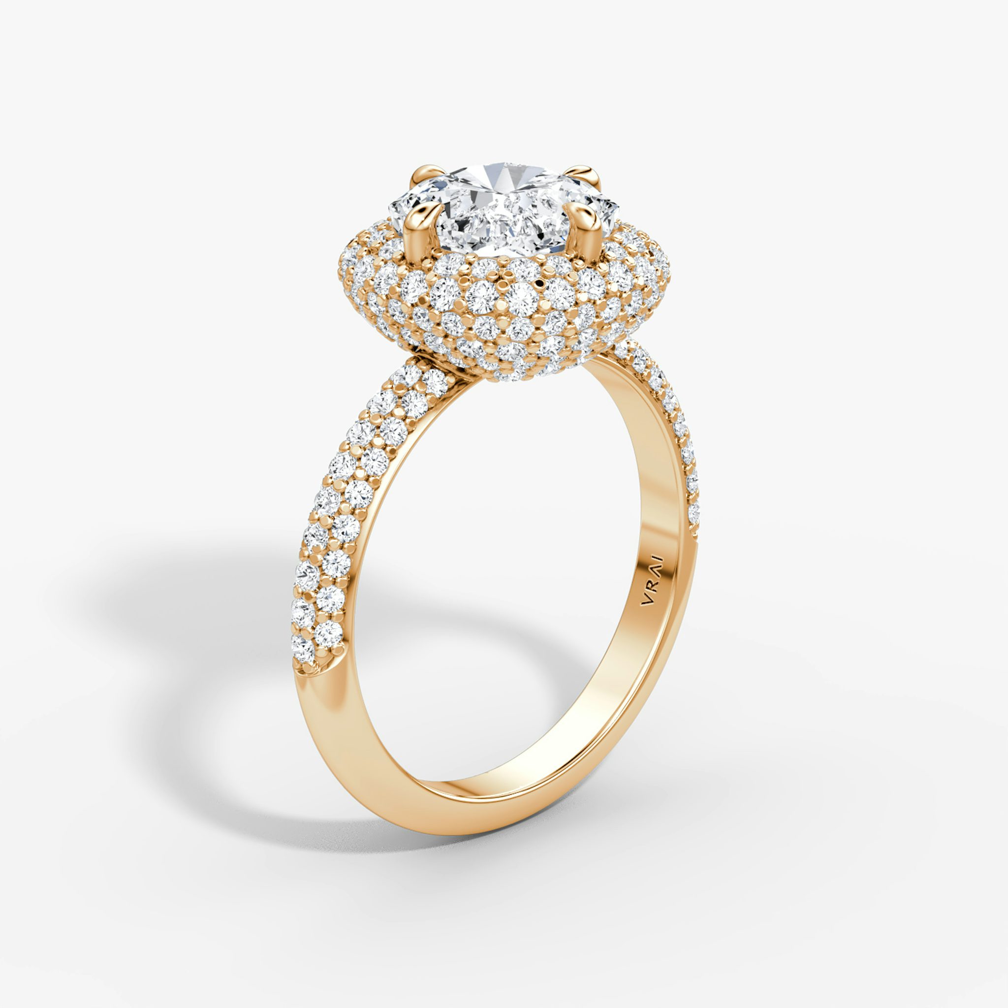 The Pavé Bombée | Cushion | 14k | Rose Gold | bandAccent: Pavé | diamondOrientation: vertical | caratWeight: other