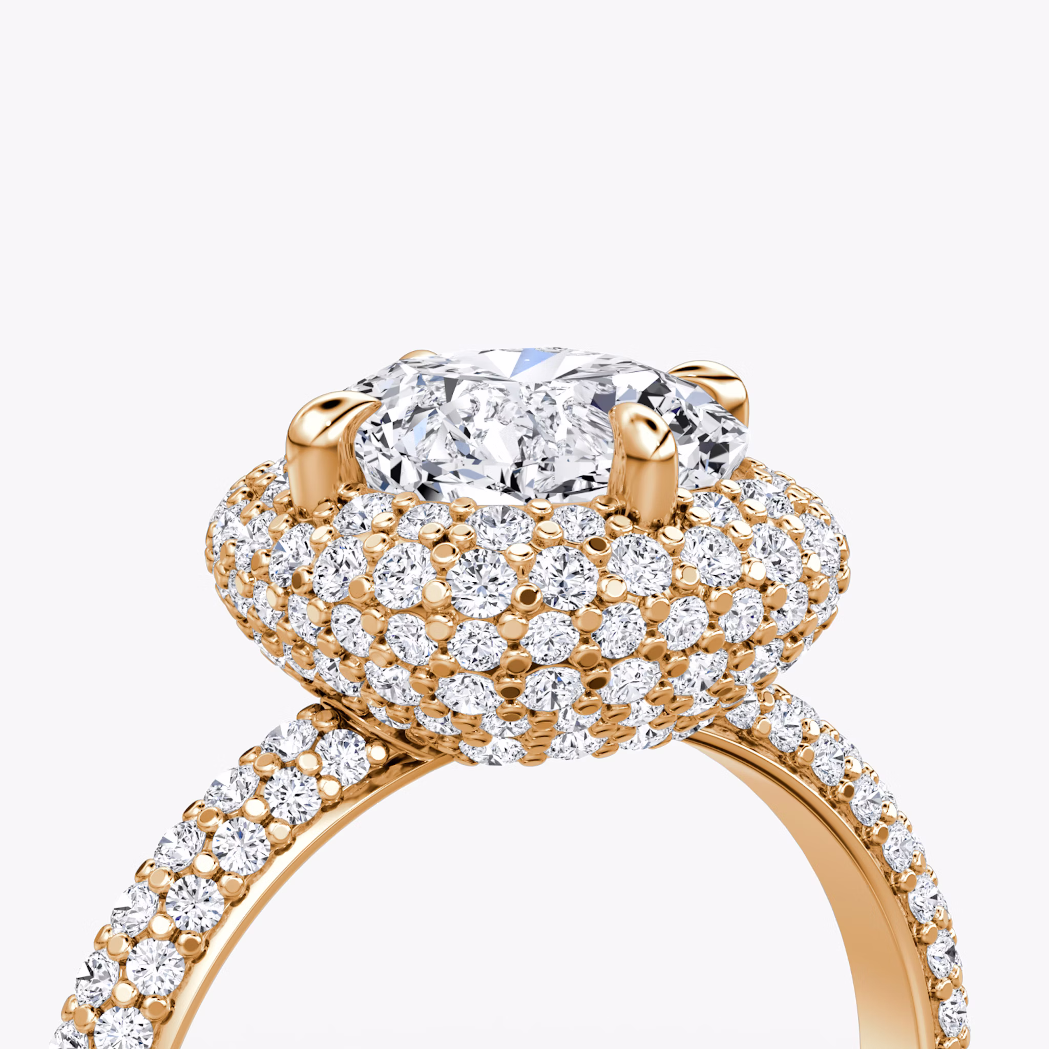The Pavé Bombée | Cushion | 14k | Rose Gold | bandAccent: Pavé | diamondOrientation: vertical | caratWeight: other