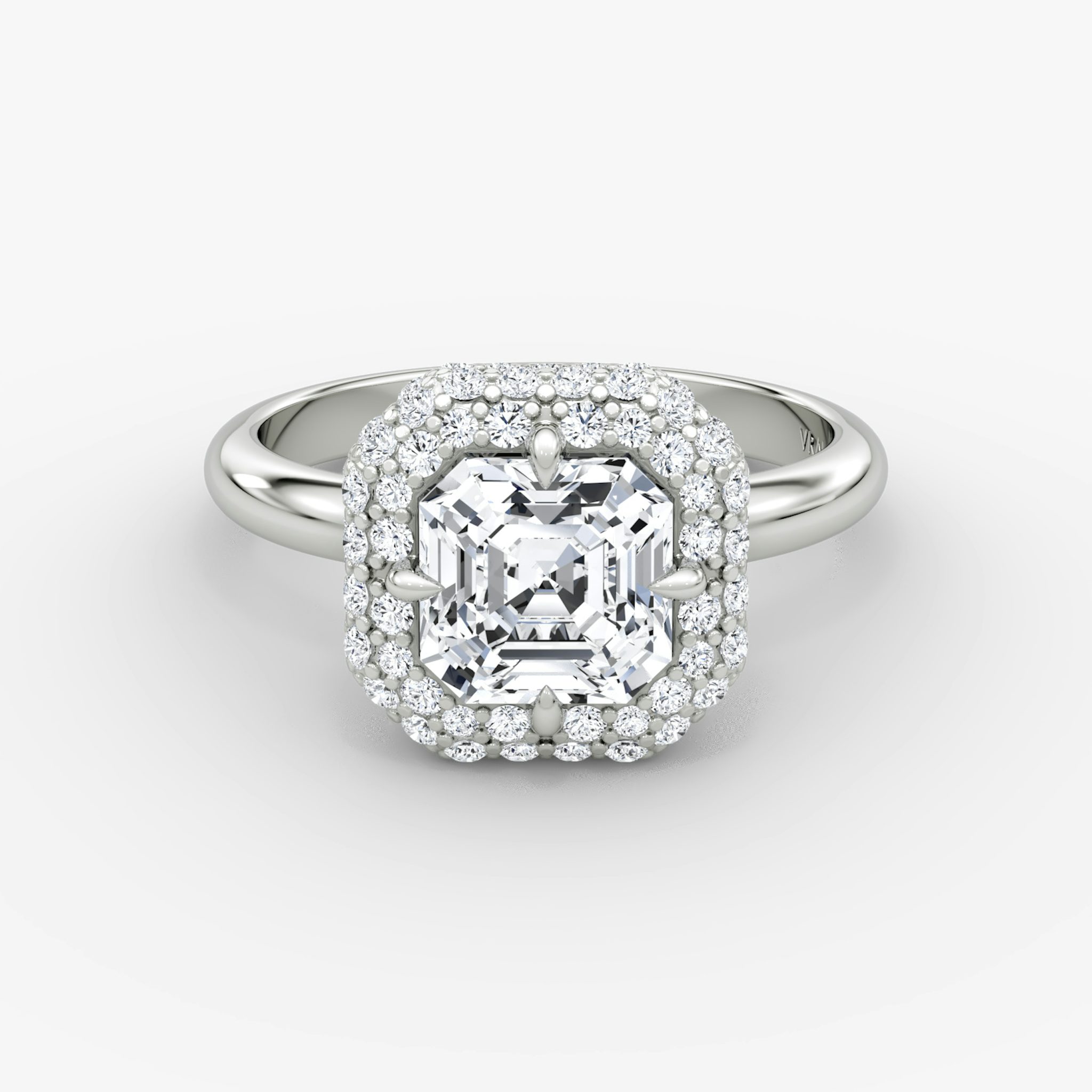 The Pavé Bombée | Asscher | 18k | White Gold | bandAccent: Plain | diamondOrientation: vertical | caratWeight: other