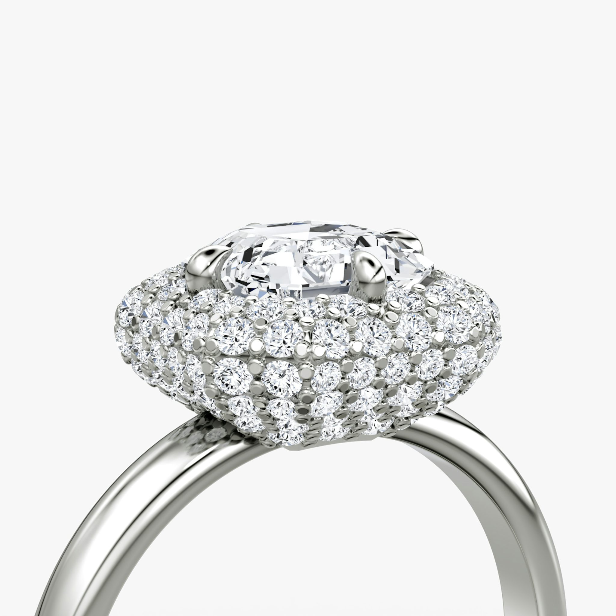 The Pavé Bombée | Asscher | 18k | White Gold | bandAccent: Plain | diamondOrientation: vertical | caratWeight: other