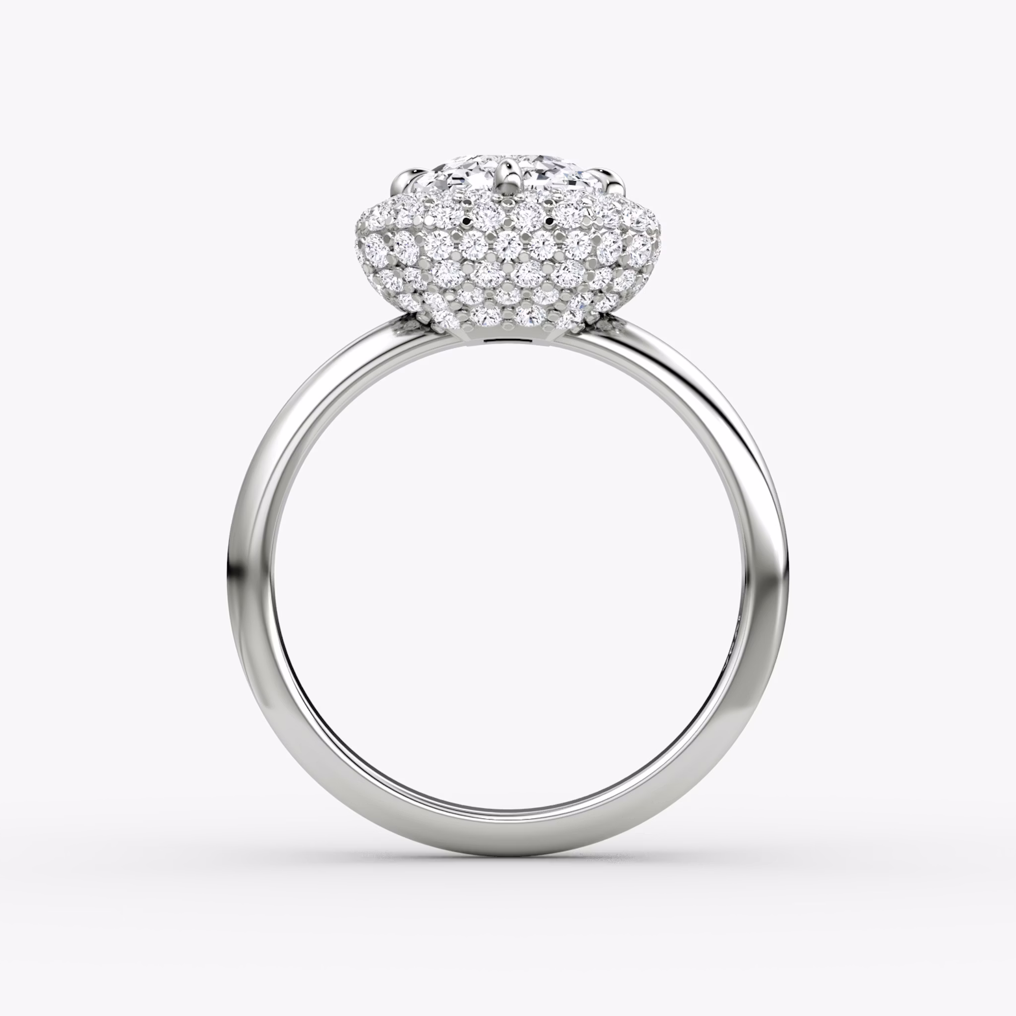 The Pavé Bombée | Asscher | 18k | White Gold | bandAccent: Plain | diamondOrientation: vertical | caratWeight: other