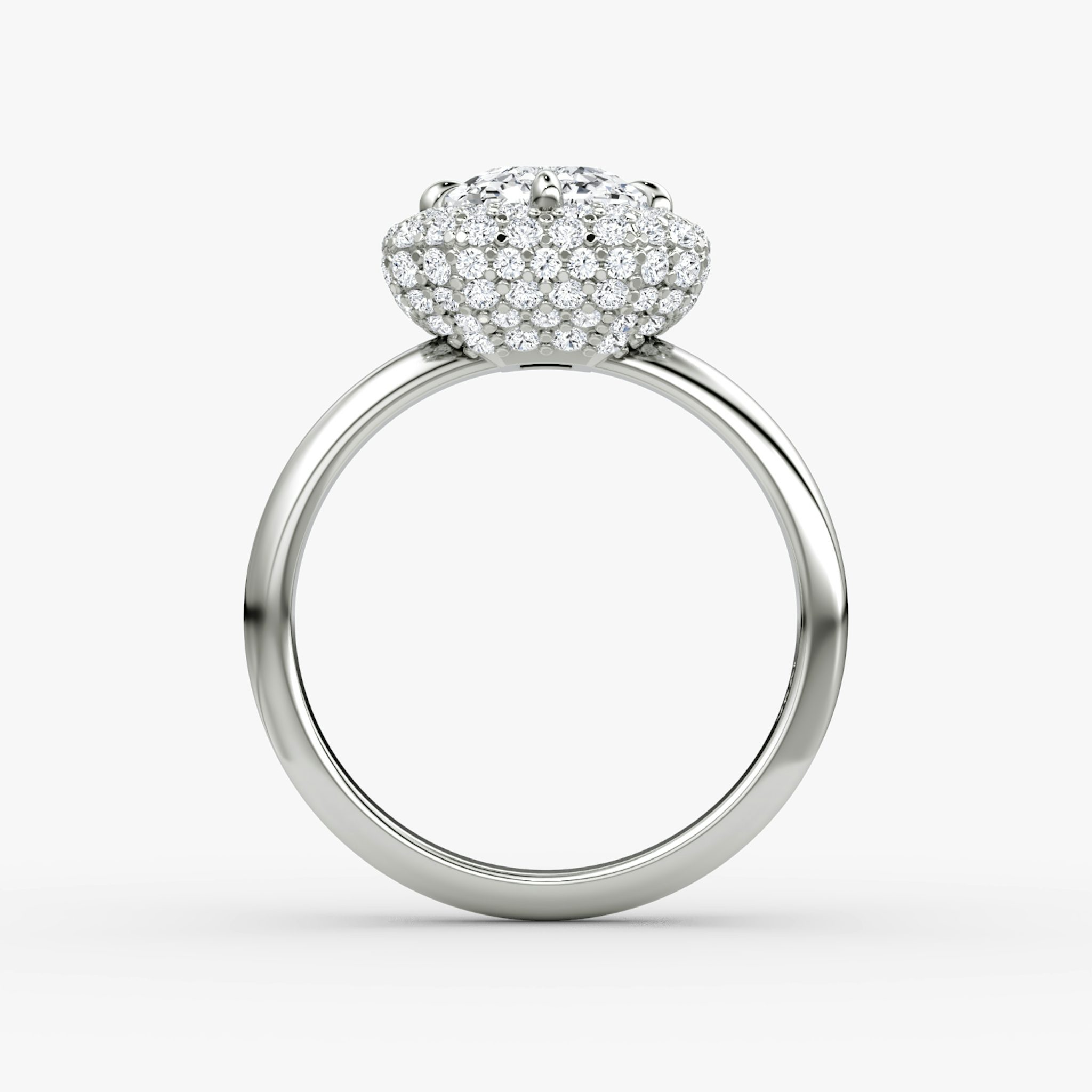 The Pavé Bombée | Asscher | 18k | White Gold | bandAccent: Plain | diamondOrientation: vertical | caratWeight: other