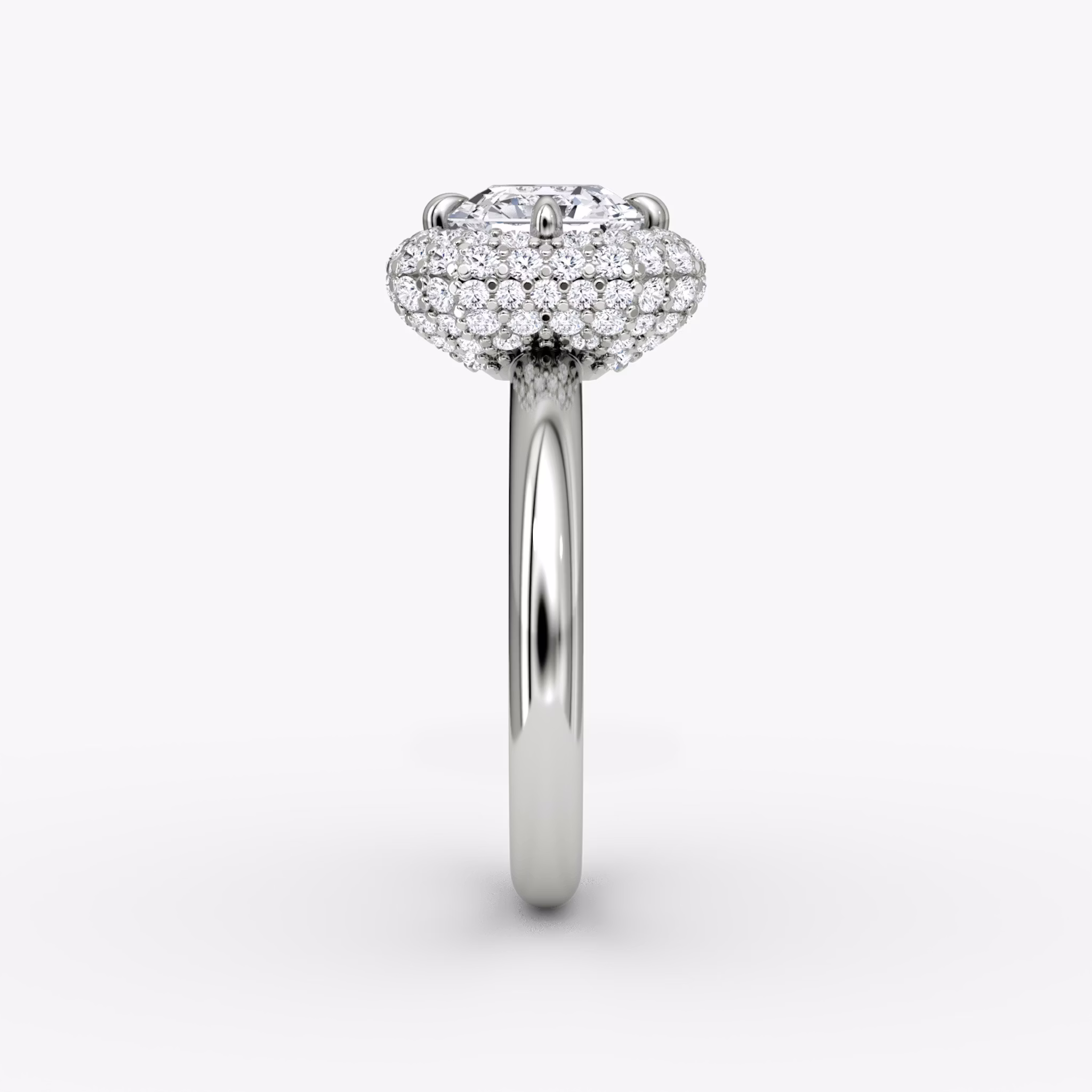 The Pavé Bombée | Asscher | 18k | White Gold | bandAccent: Plain | diamondOrientation: vertical | caratWeight: other