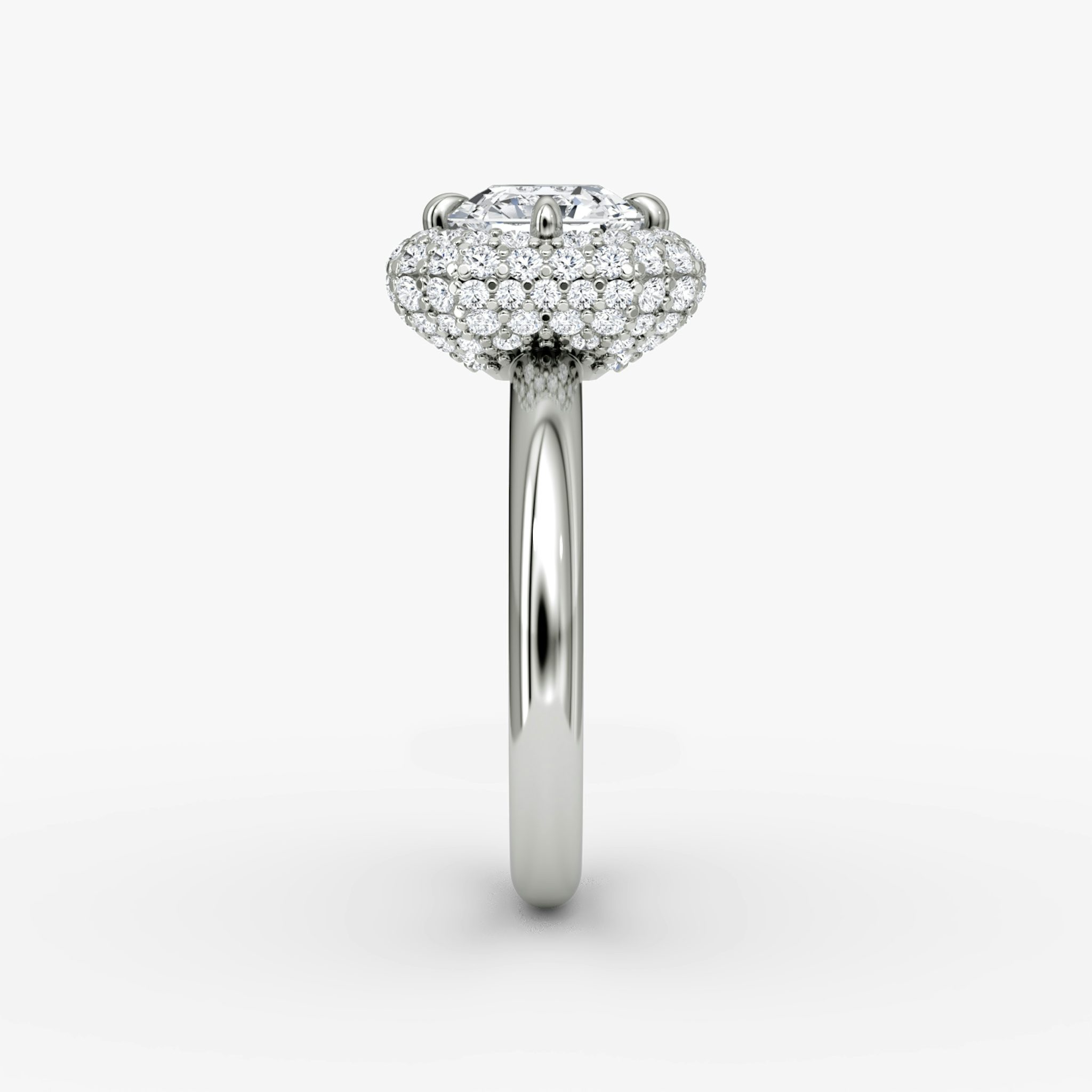 The Pavé Bombée | Asscher | 18k | White Gold | bandAccent: Plain | diamondOrientation: vertical | caratWeight: other