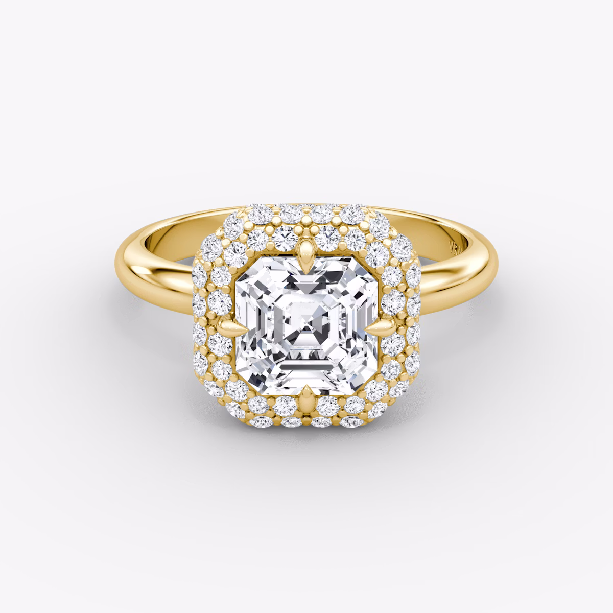 Anillo de compromiso Pavé Bombée | Asscher | 18k | Oro amarillo | bandAccent: Simple | diamondOrientation: vertical | caratWeight: other